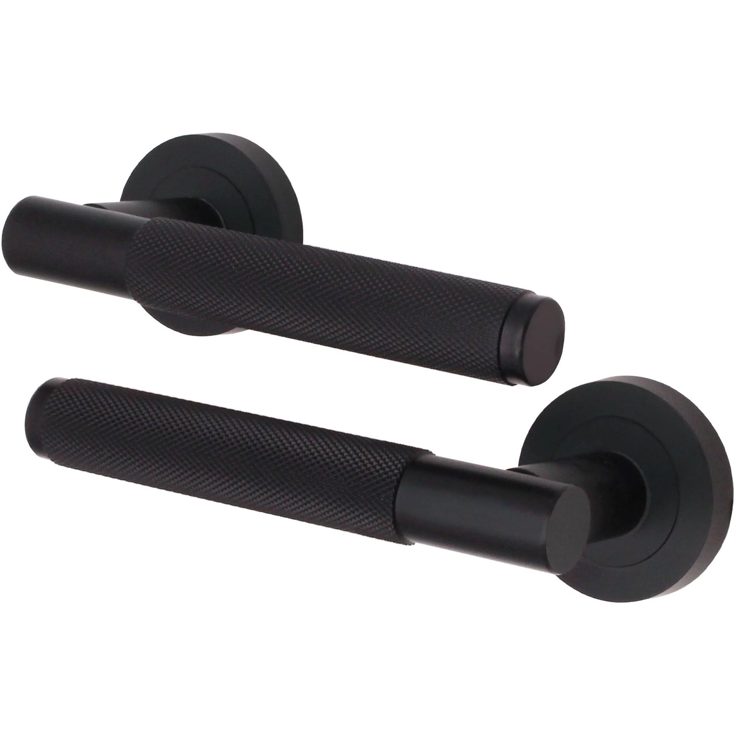 Knurled Lever on Rose Handles - 150mm - Matt Black