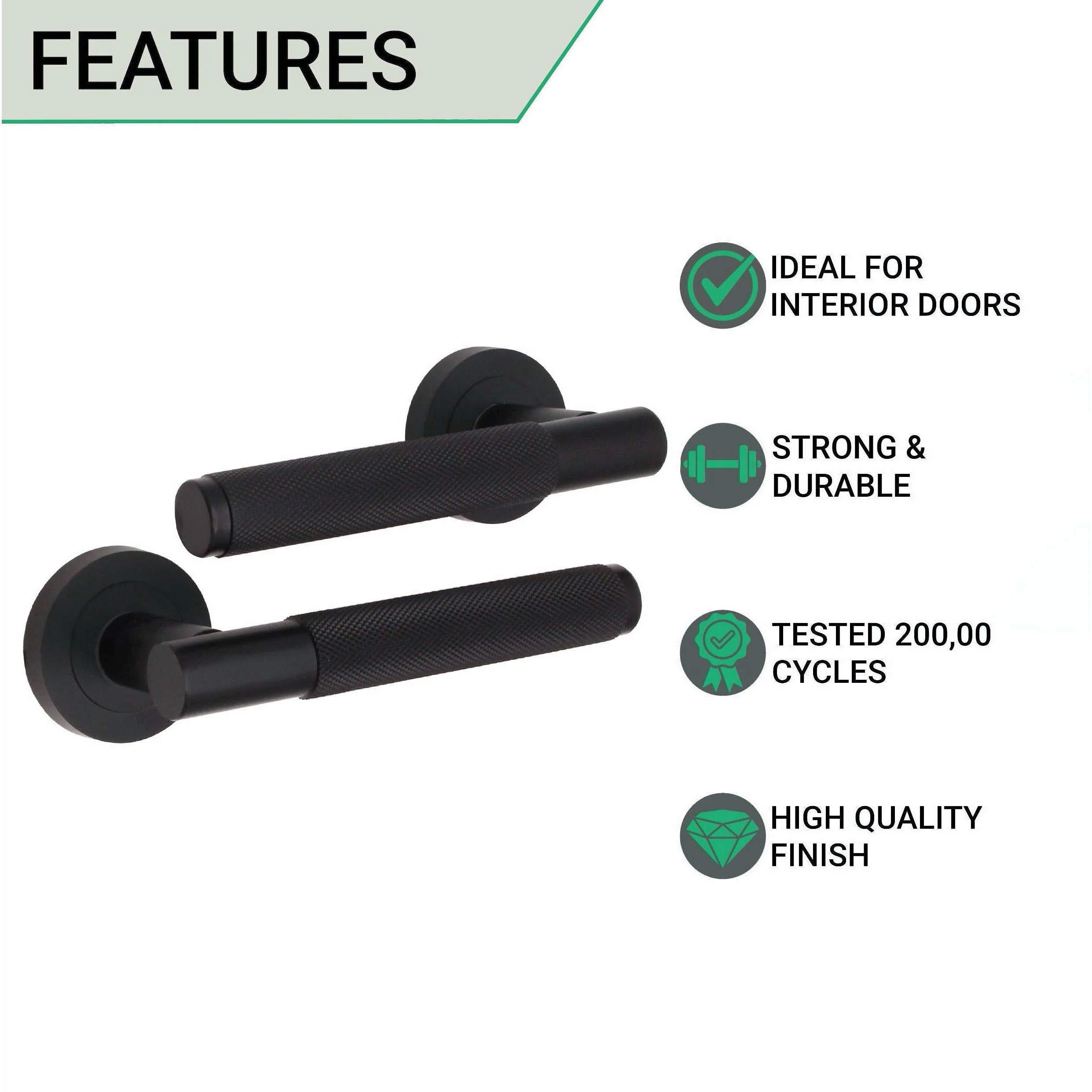 Knurled Lever on Rose Handles - 150mm - Matt Black - Image 2
