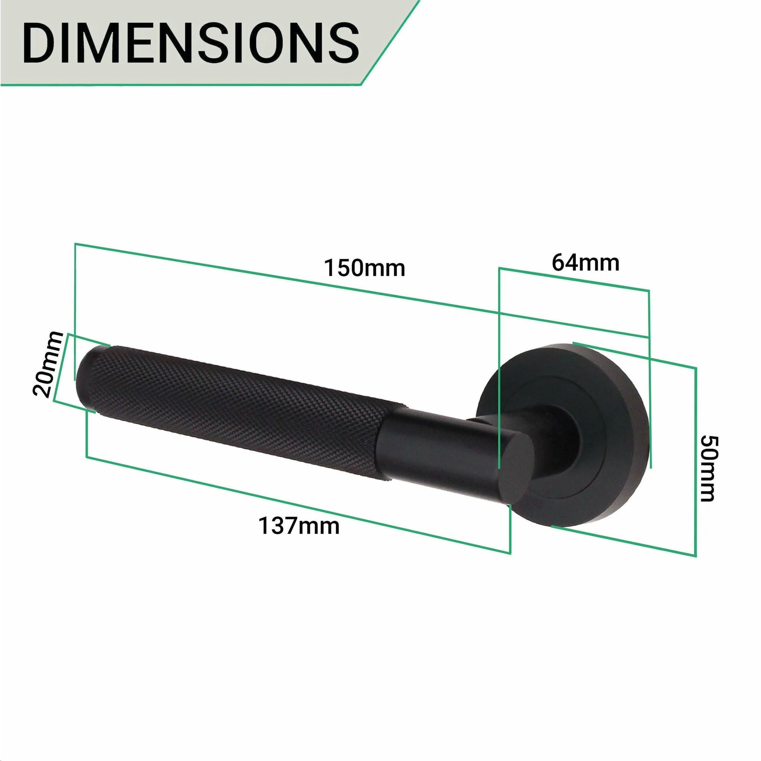 Knurled Lever on Rose Handles - 150mm - Matt Black - Image 3