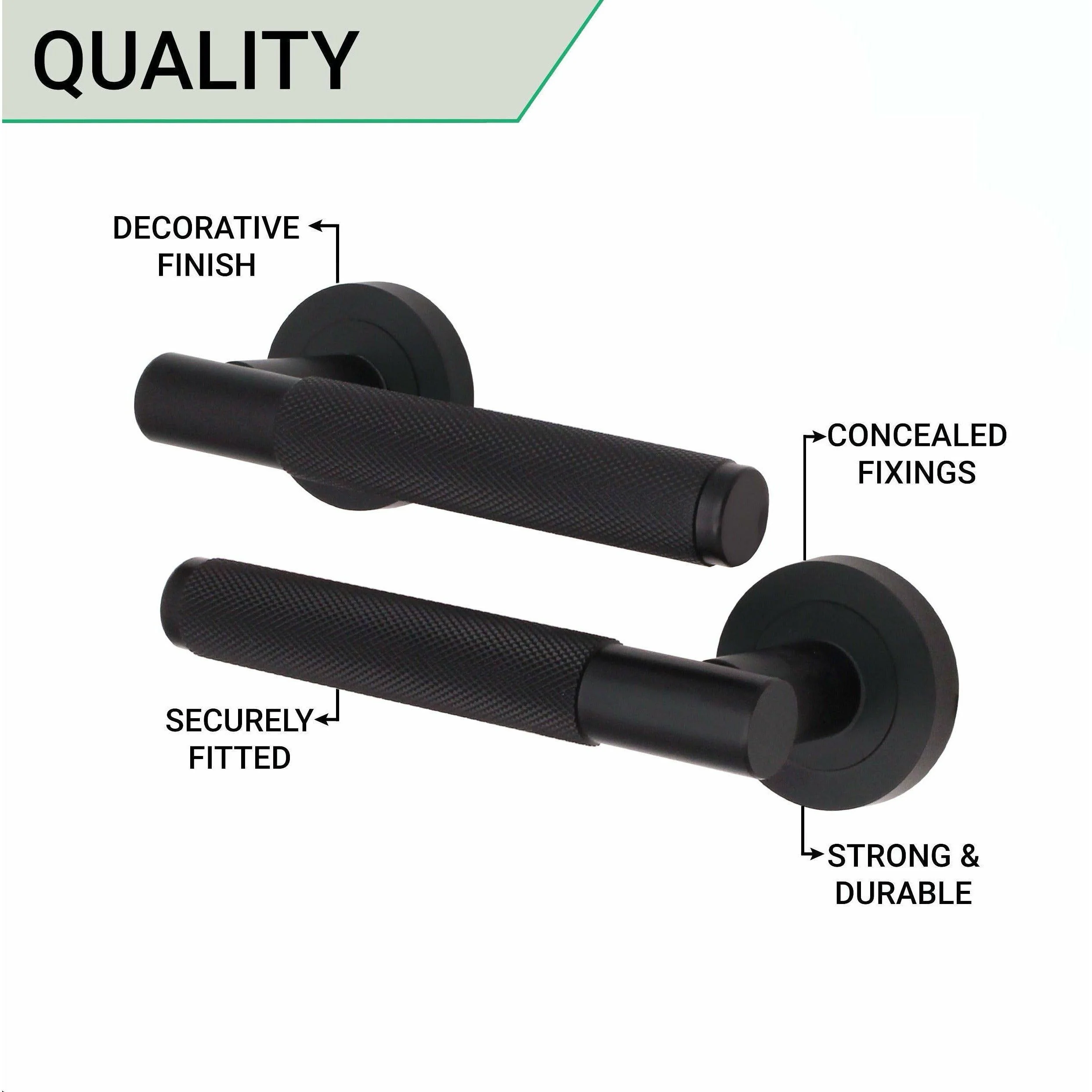 Knurled Lever on Rose Handles - 150mm - Matt Black - Image 4