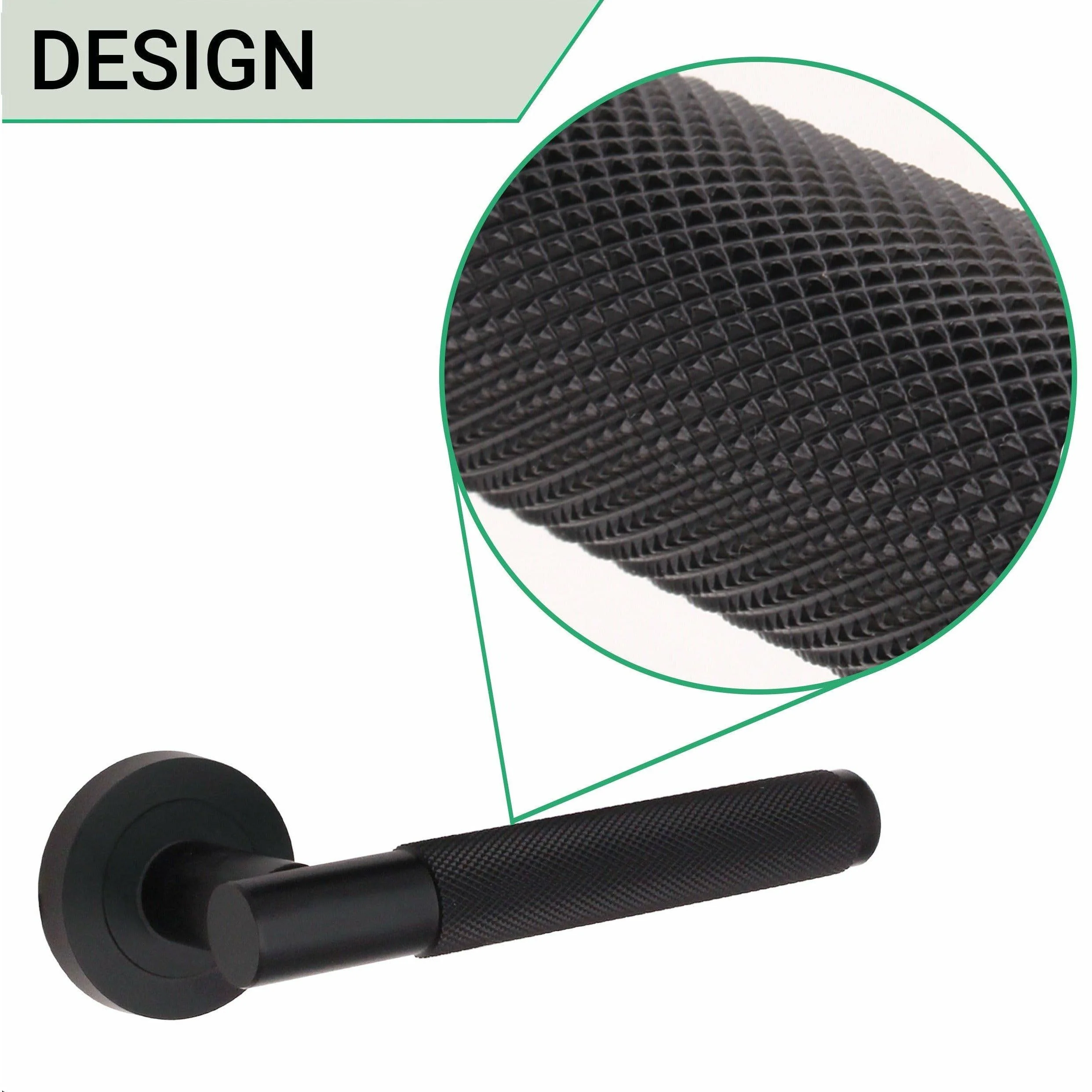 Knurled Lever on Rose Handles - 150mm - Matt Black - Image 6