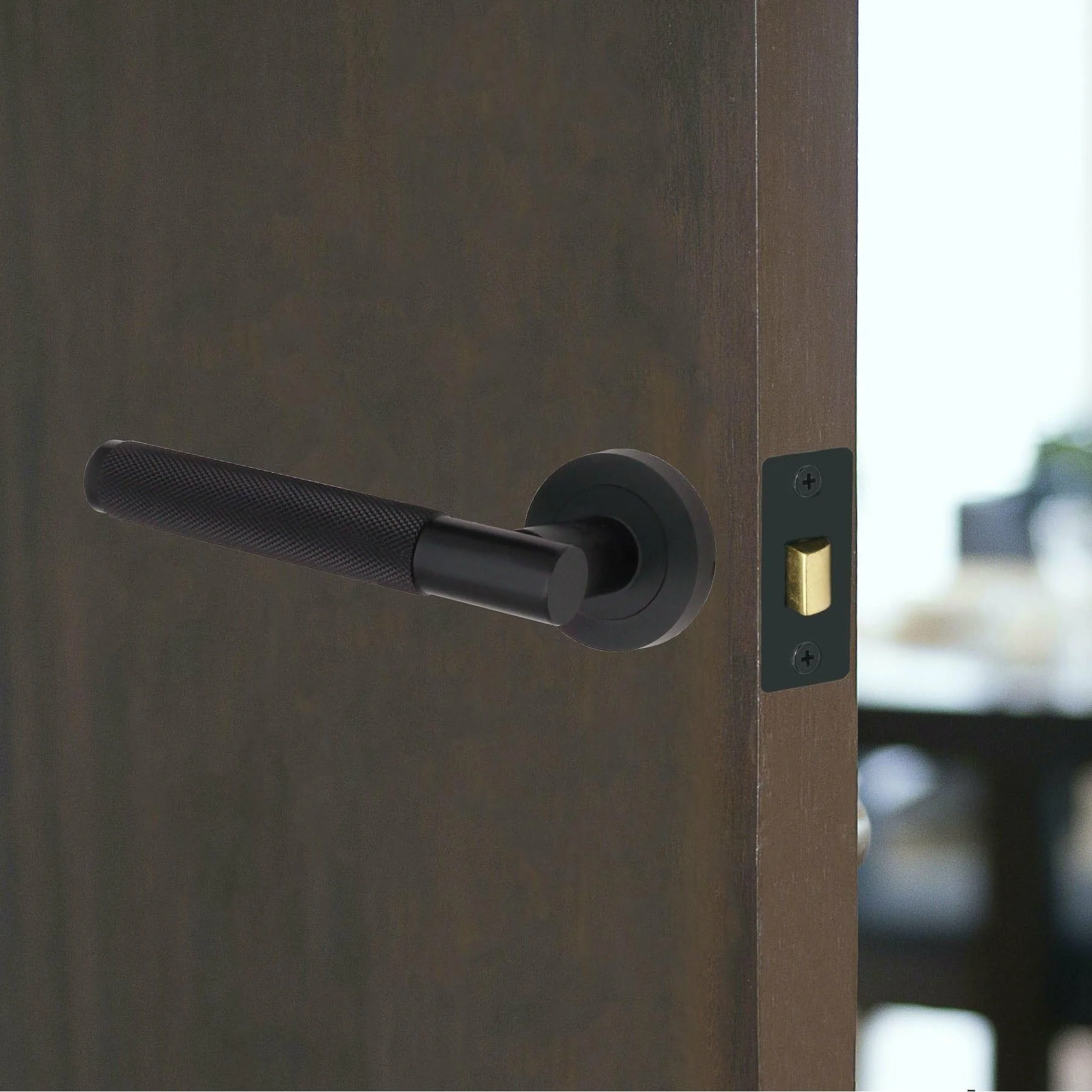 Knurled Lever on Rose Handles - 150mm - Matt Black - Image 7