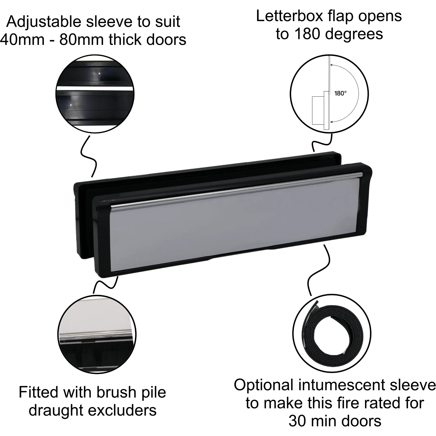 Letterplate Draught Proof - 250mm - Silver Frame SAA Flap - Image 2