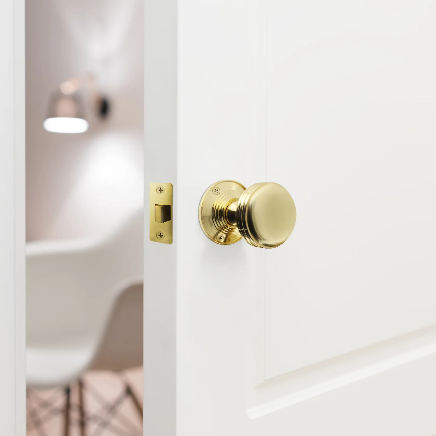 Victorian Ringed Polished Brass Mortice Door Knob Kit - 76mm Latch - Image 5