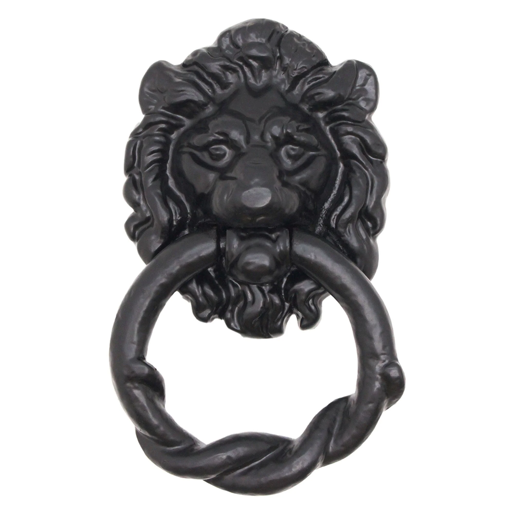 Lion Head Door Knocker - 168x94mm - Black Antique Iron - Image 2