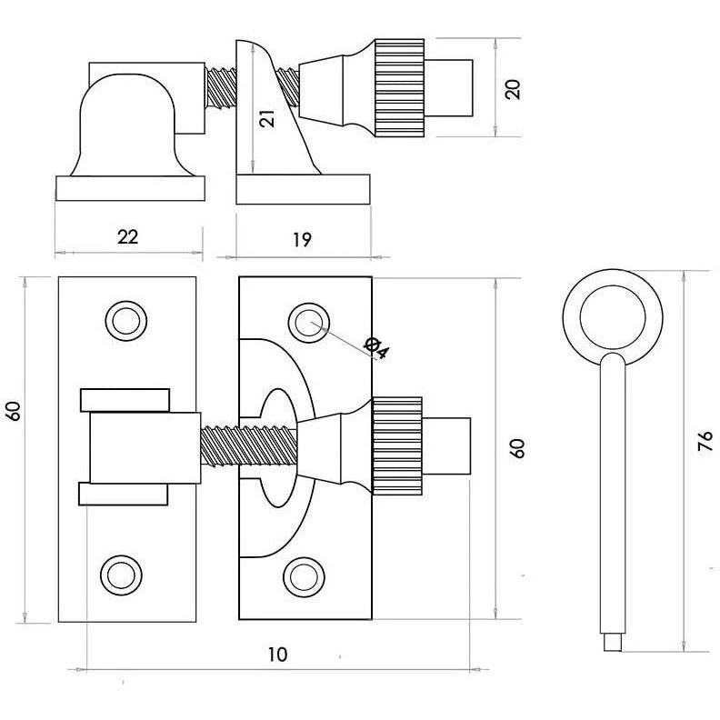 Locking Brighton Sash Fastener - 60mm - Polished Brass - Image 2