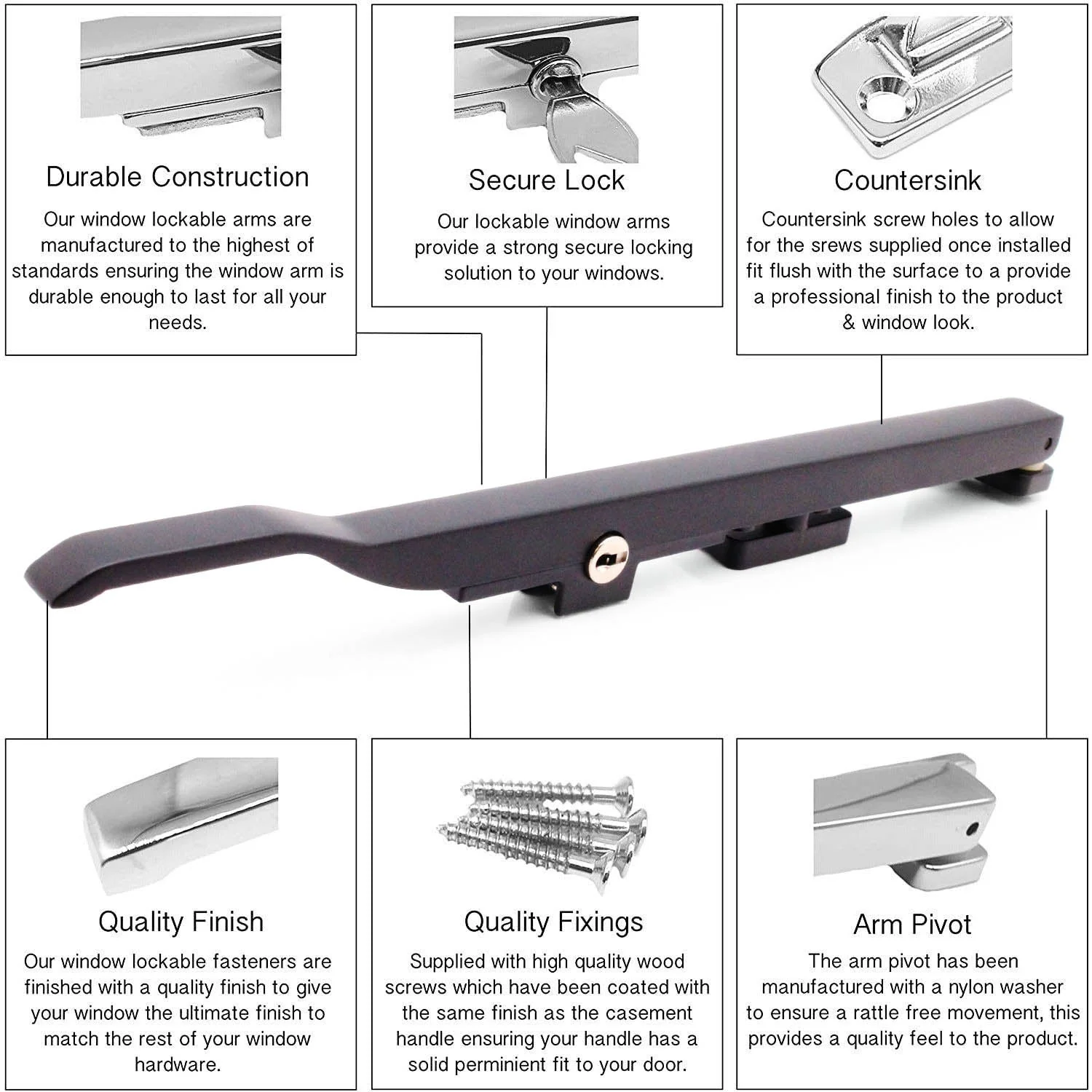 Locking Window Stay - 250mm - Matt Black - Image 2