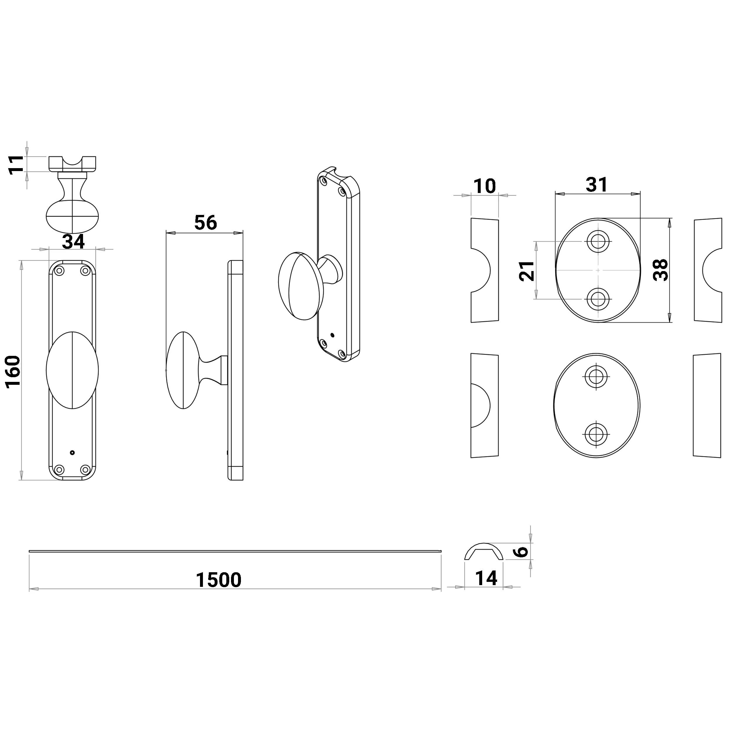 Locking Espagnolette French Door Bolt - Polished Chrome - Image 3