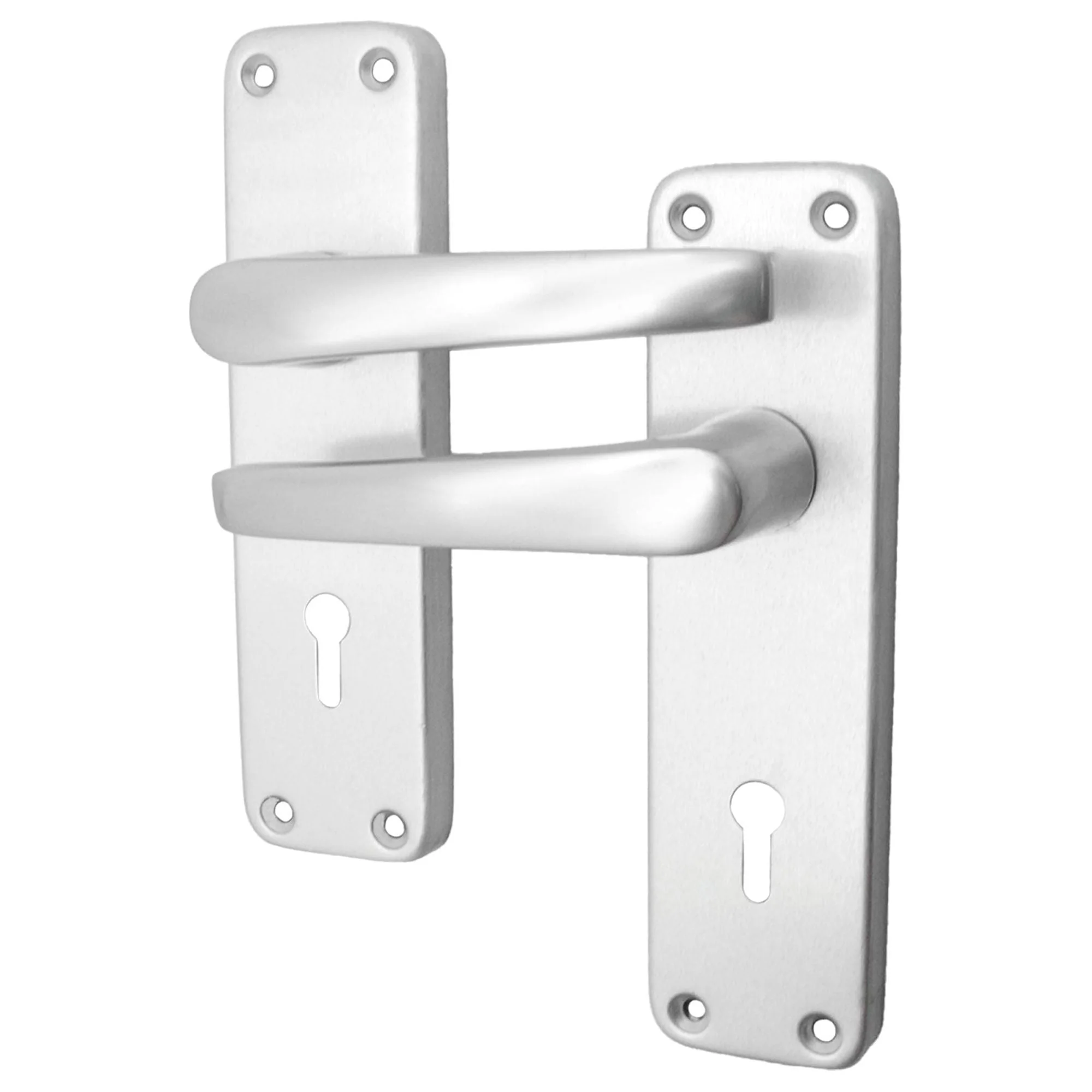 London Lever Door Handle 5 Lever Lock Kit / Pack - 153 x 40mm - 66mm Sash Lock & 76mm Hinges- Satin Aluminium - Image 2