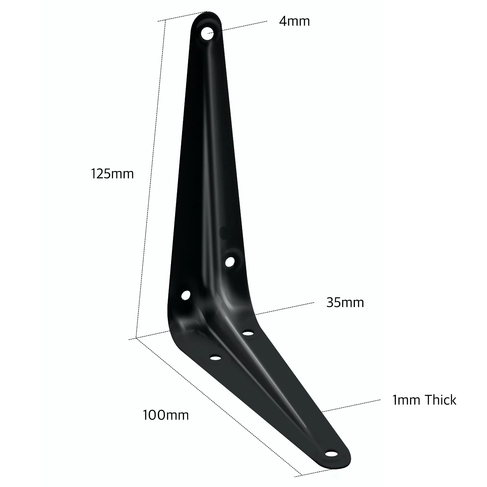 London Shelf Bracket 125 x 100mm Black - Image 2