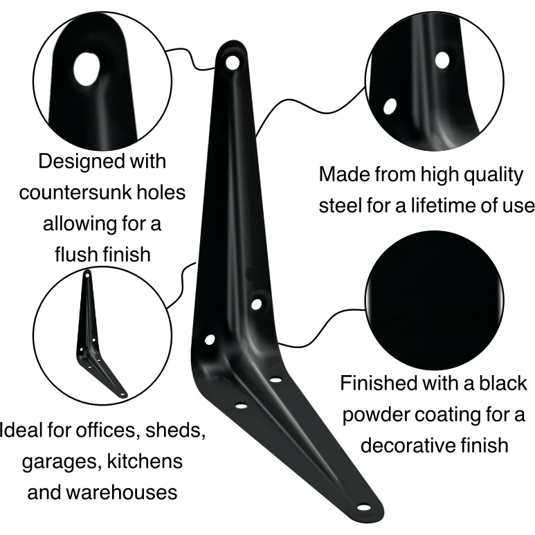 London Shelf Bracket 125 x 100mm Black - Image 3