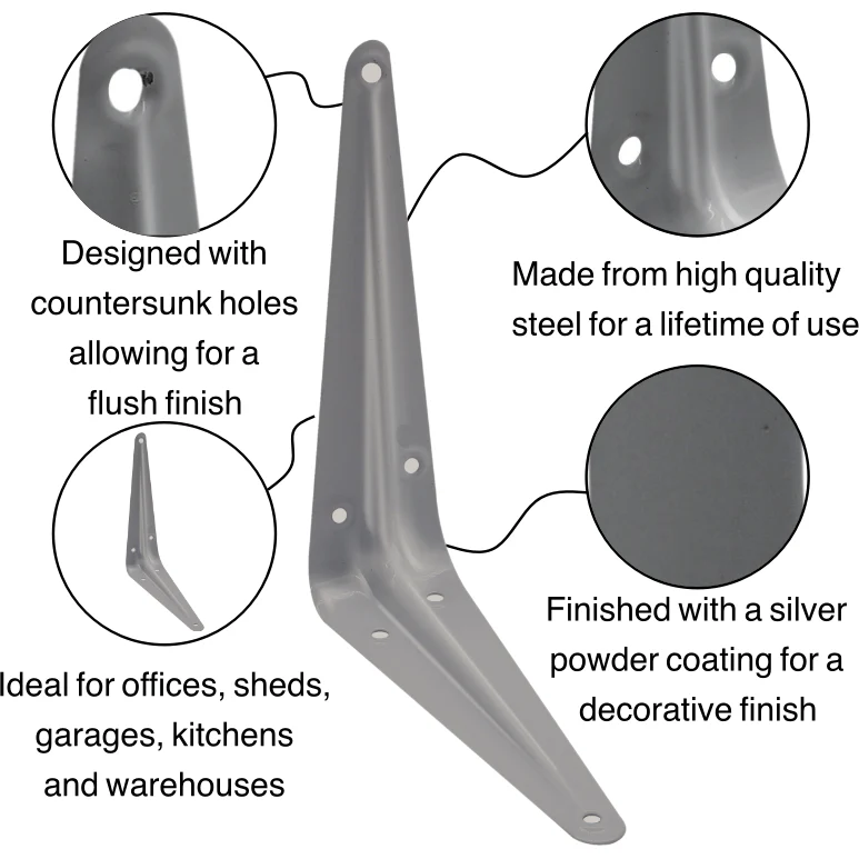 London Shelf Bracket 150 x 125mm Silver - Image 3