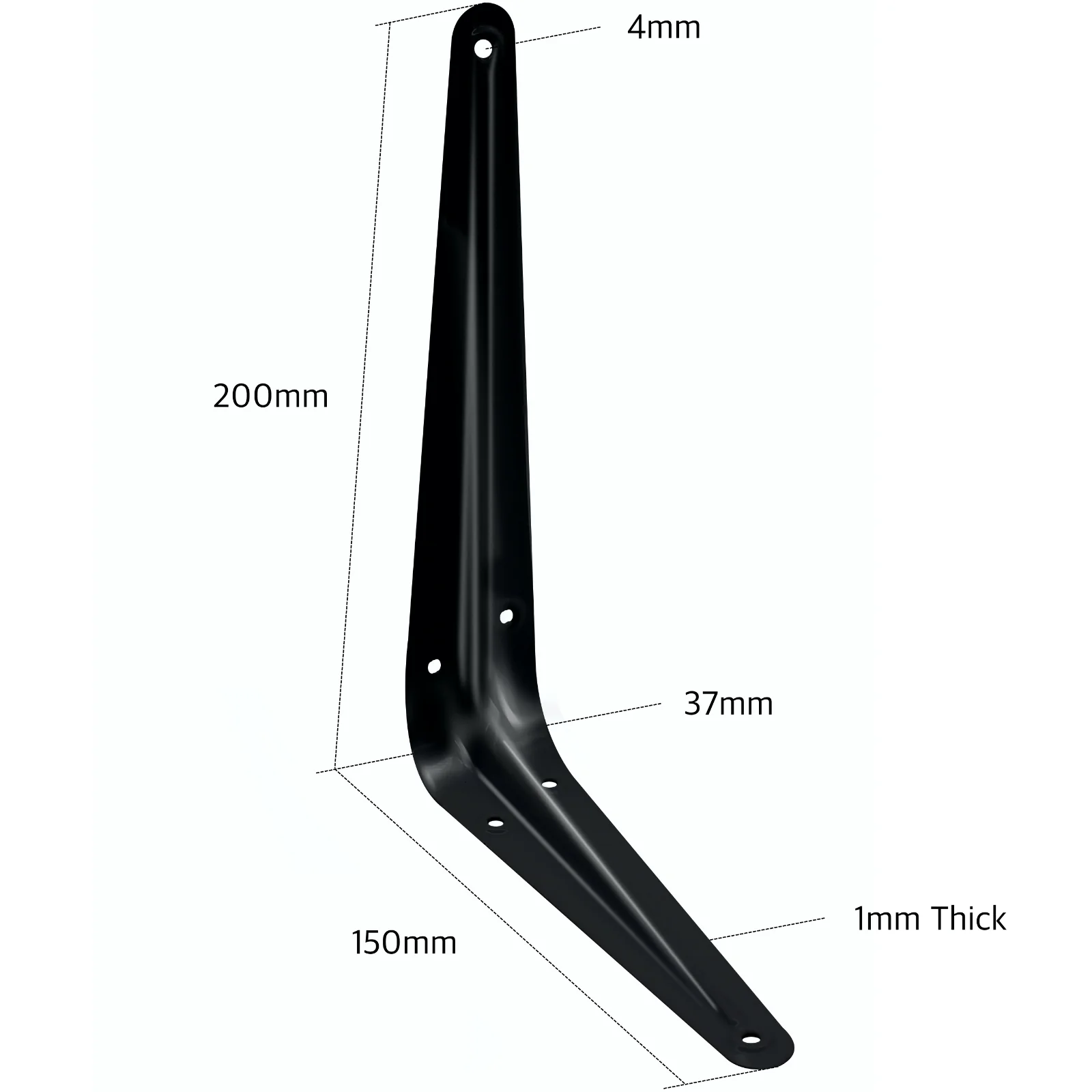 London Shelf Bracket 200 x 150mm Black - Image 2