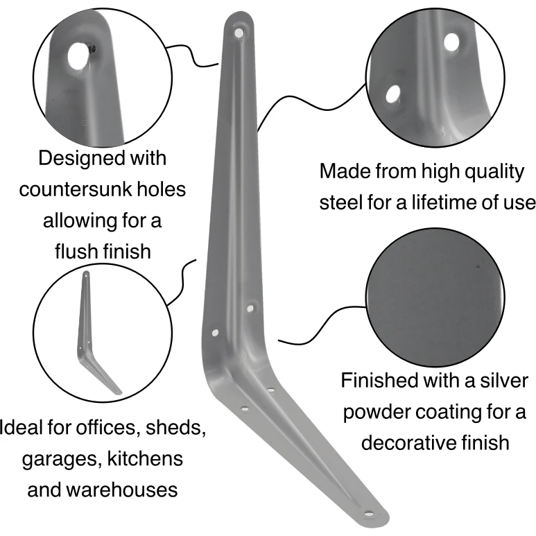 London Shelf Bracket 200 x 150mm Silver - Image 2