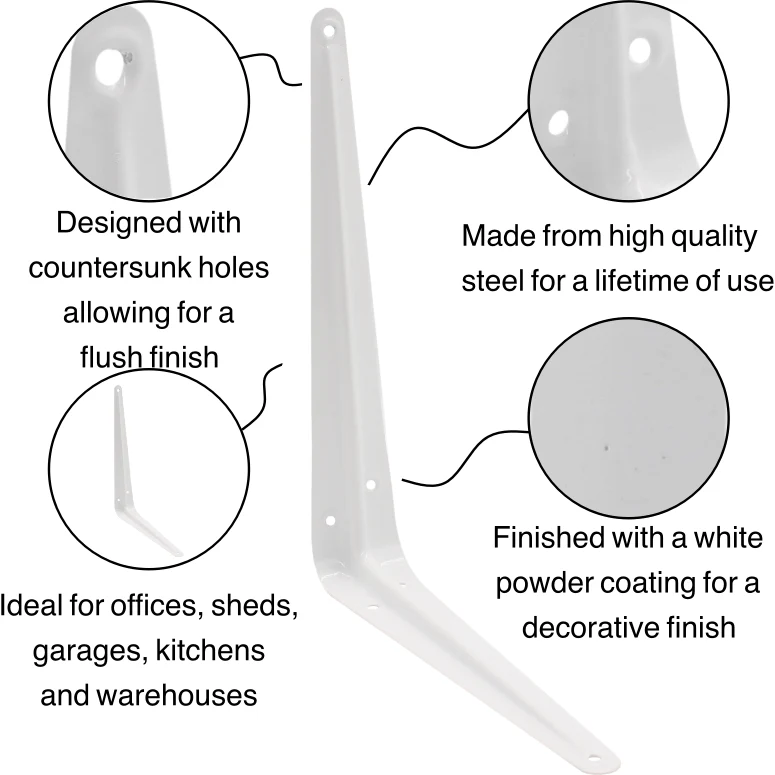 London Shelf Bracket 250 x 200mm White - Image 2