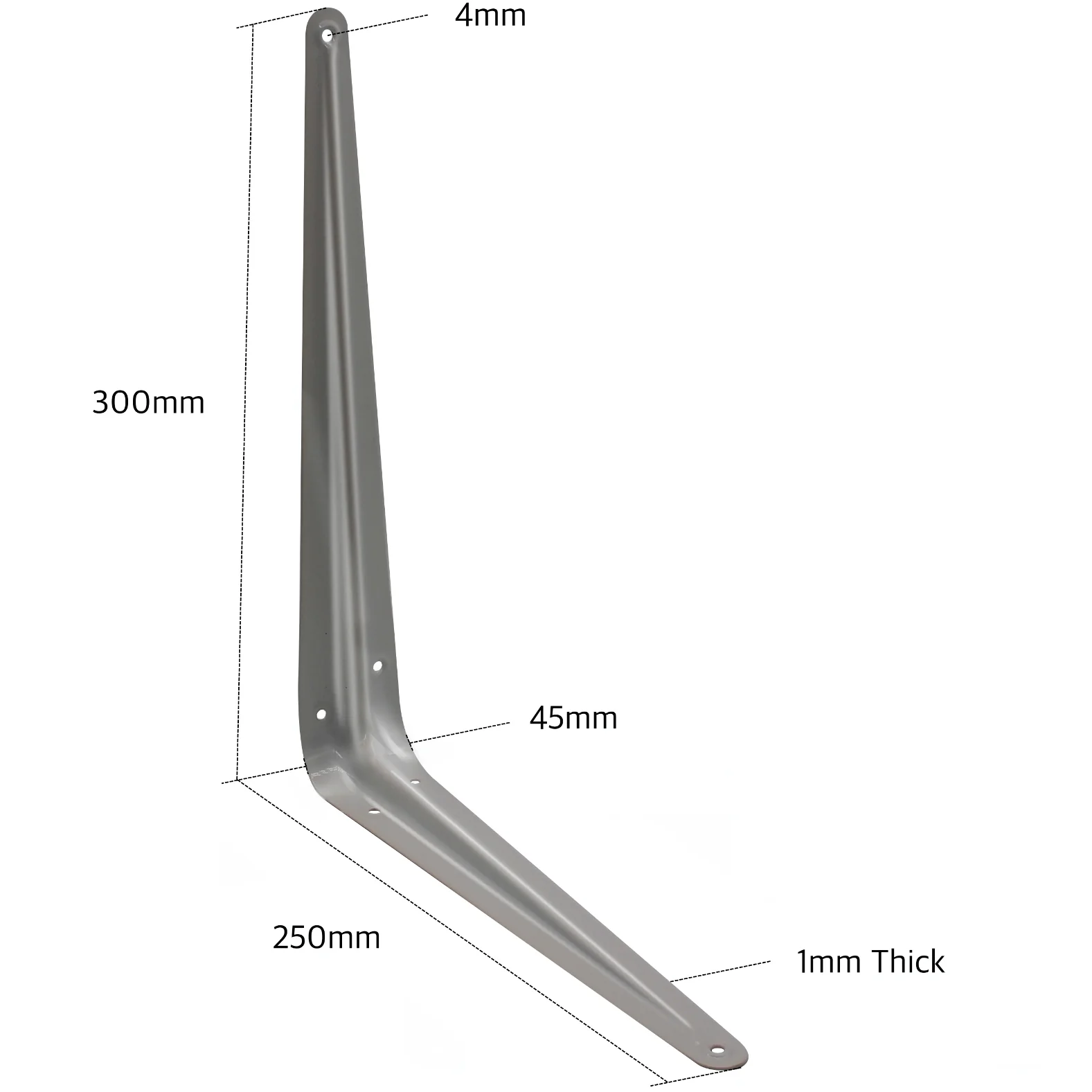 London Shelf Bracket 300 x 250mm Silver - Image 3