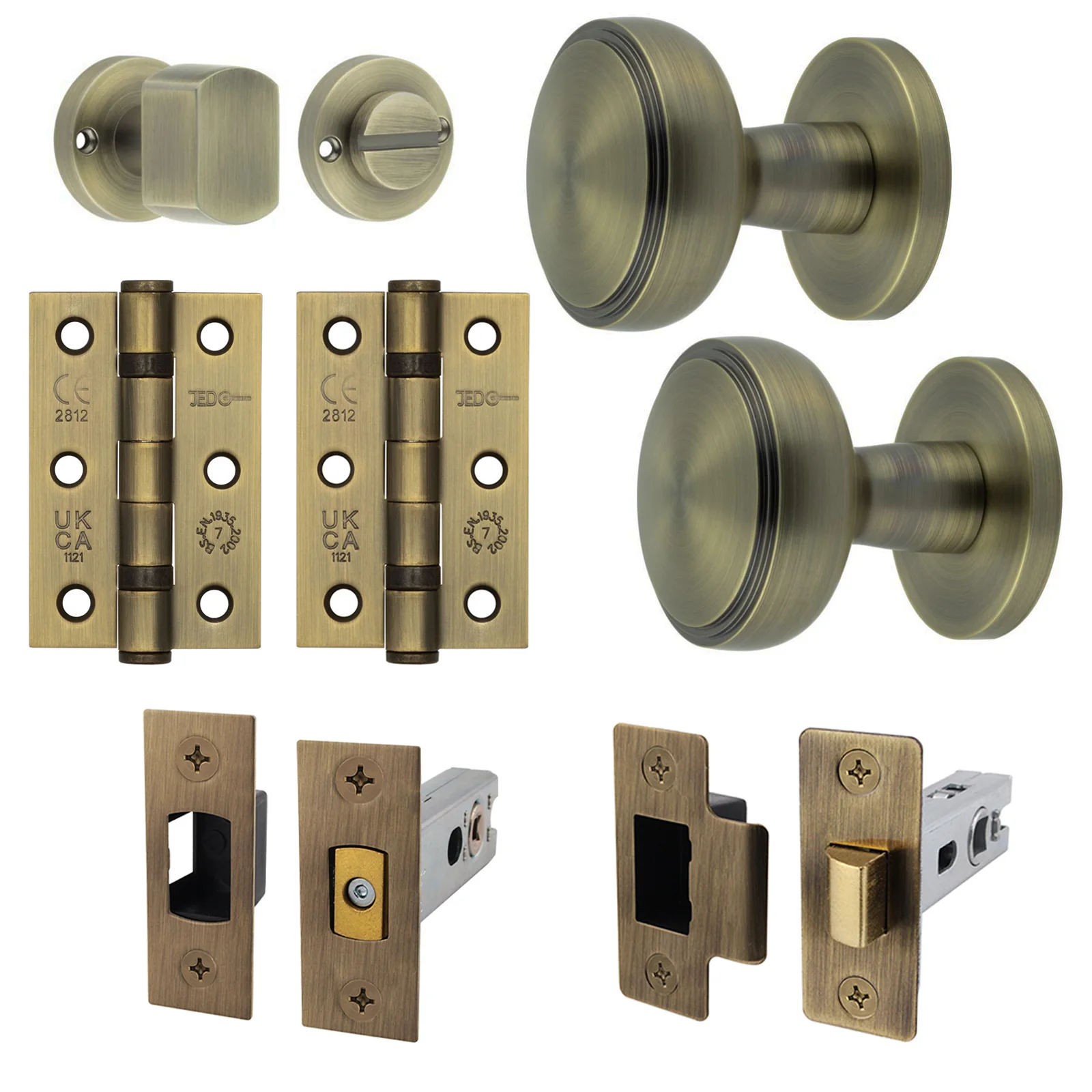 Martil Antique Brass Mortice Door Knob Kit - 76mm Bathroom Deadbolt