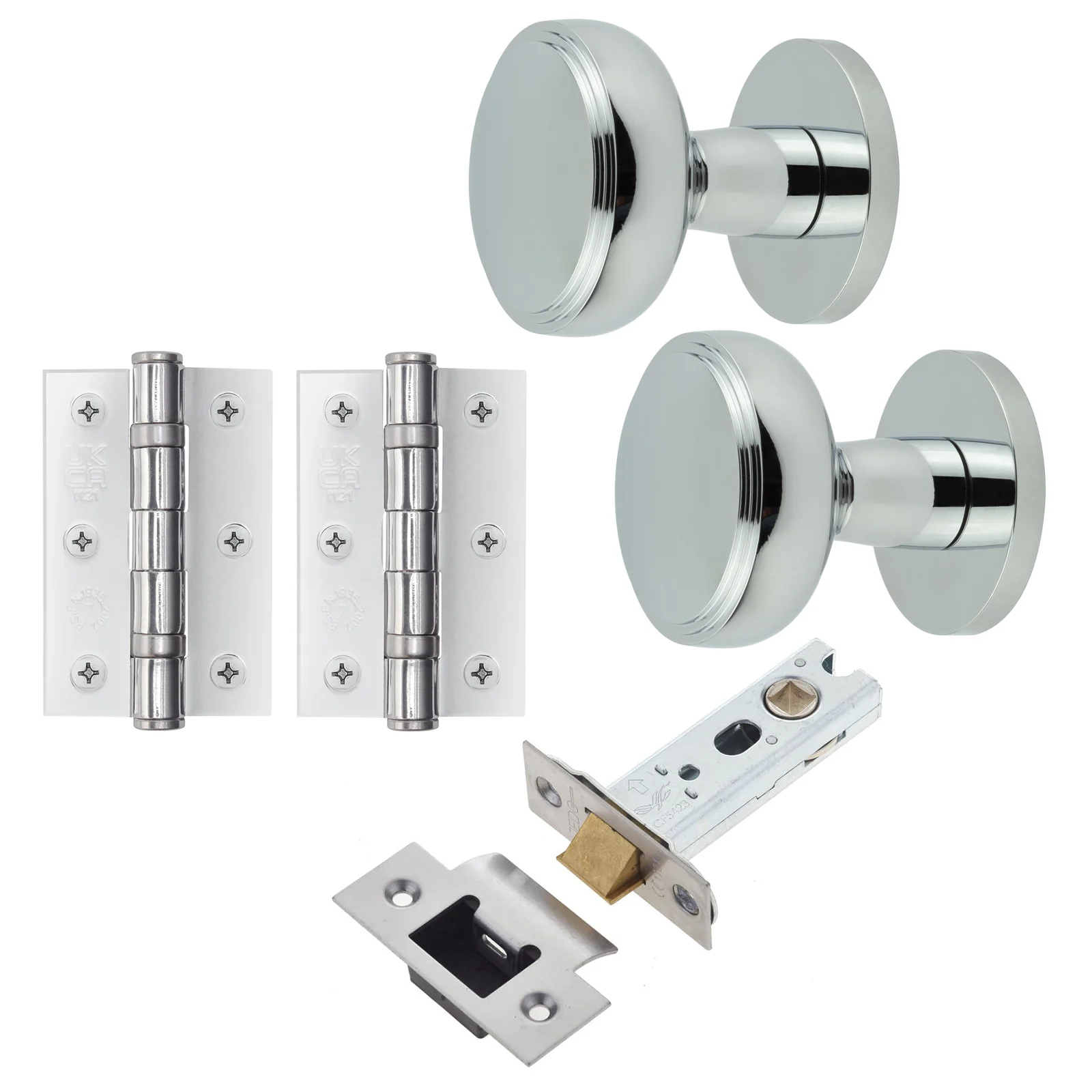 Martil Polished Chrome Mortice Door Knob Kit - 76mm Latch