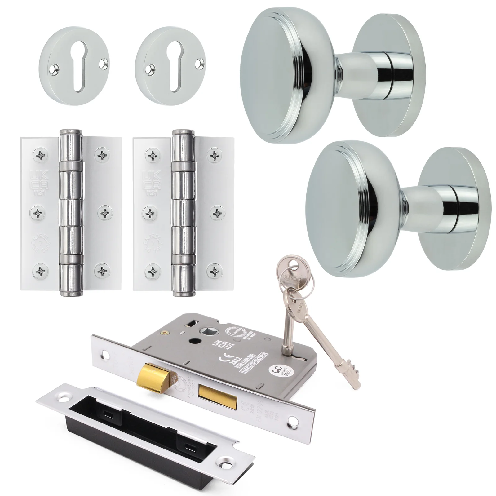 Martil Polished Chrome Mortice Door Knob Kit - 80mm Sashlock