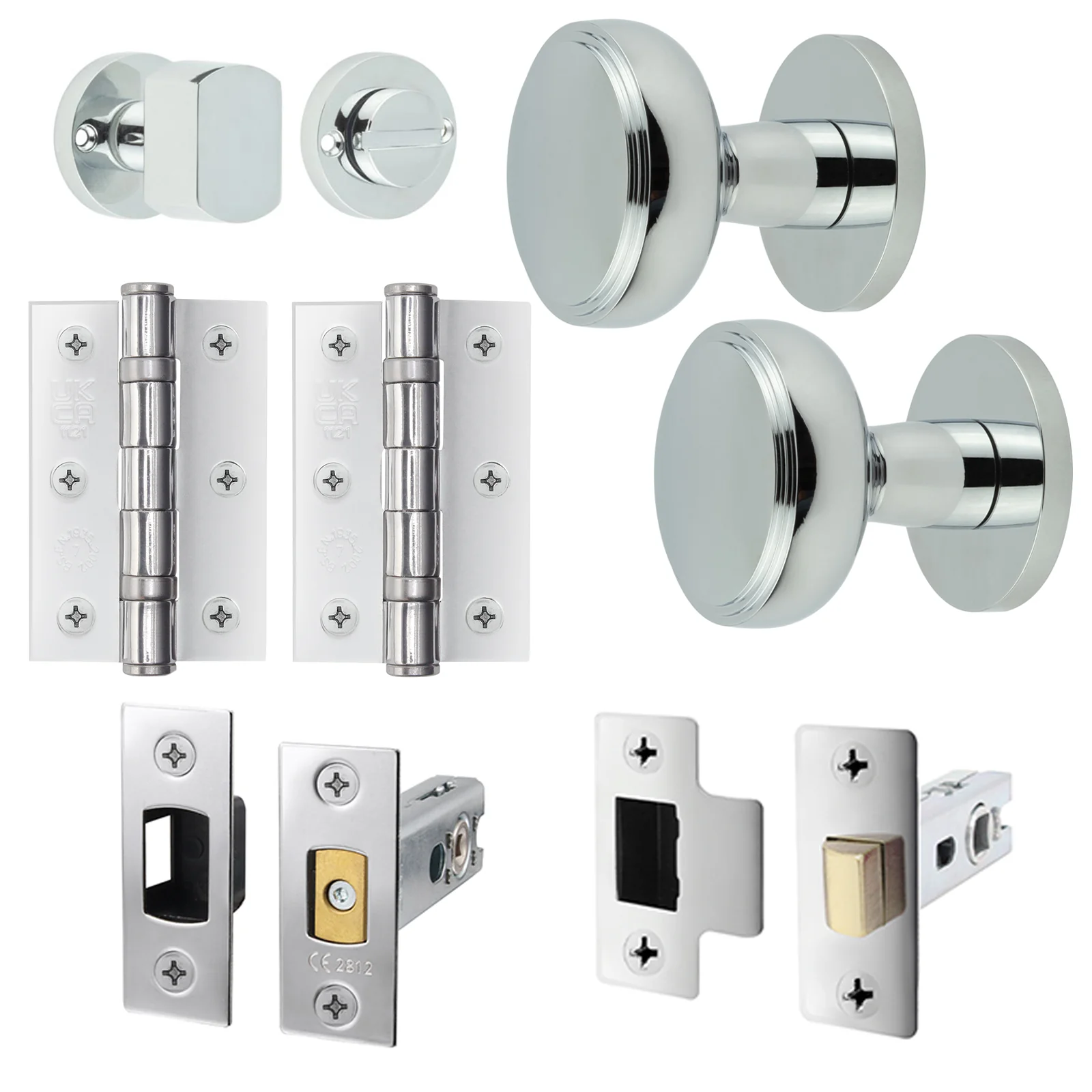 Martil Polished Chrome Mortice Door Knob Kit - 76mm Bathroom Deadbolt