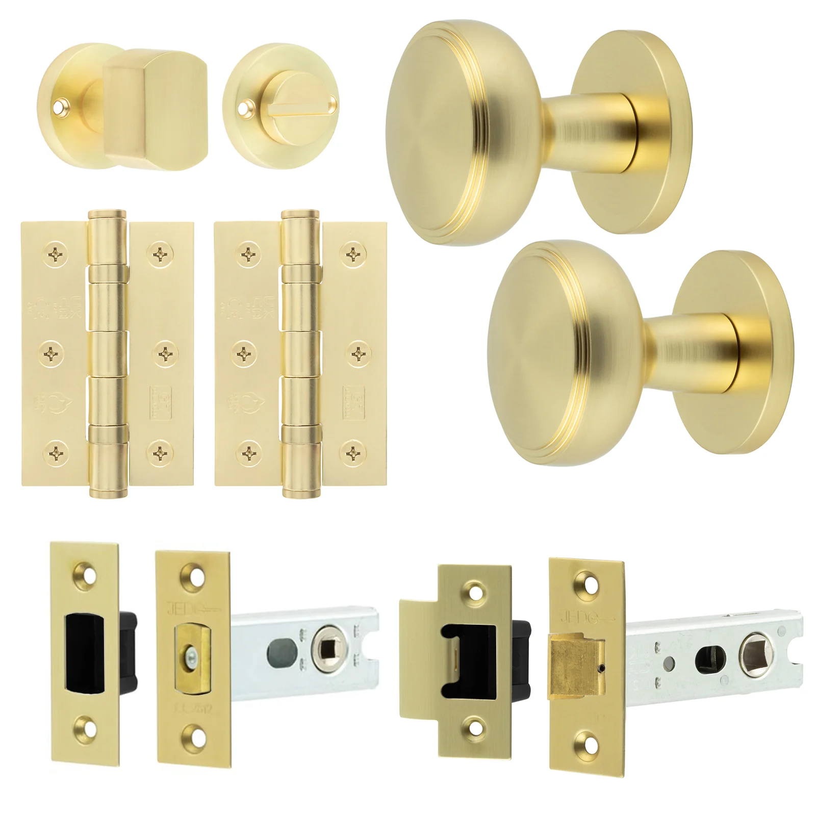 Martil Satin Brass Mortice Door Knob Kit - 76mm Bathroom Deadbolt