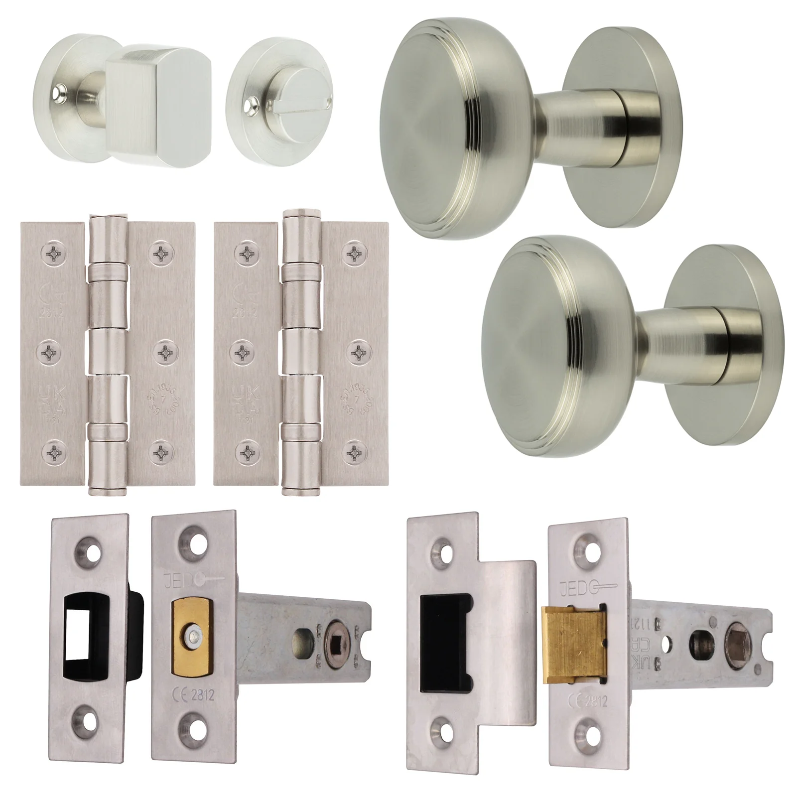 Martil Satin Nickel Mortice Door Knob Kit - 76mm Bathroom Deadbolt