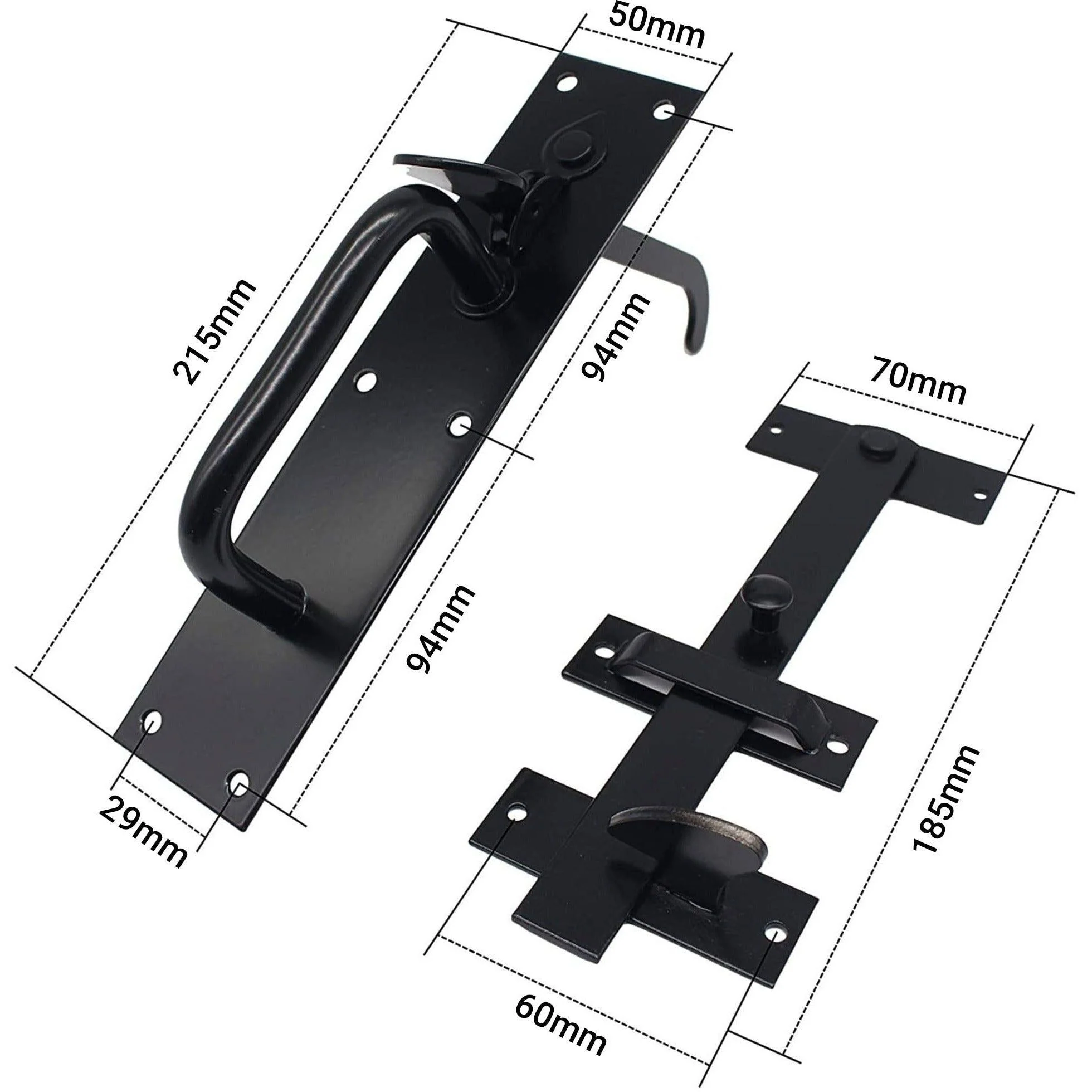 Medium Suffolk Latch - 205 x 45mm - Black - Image 3