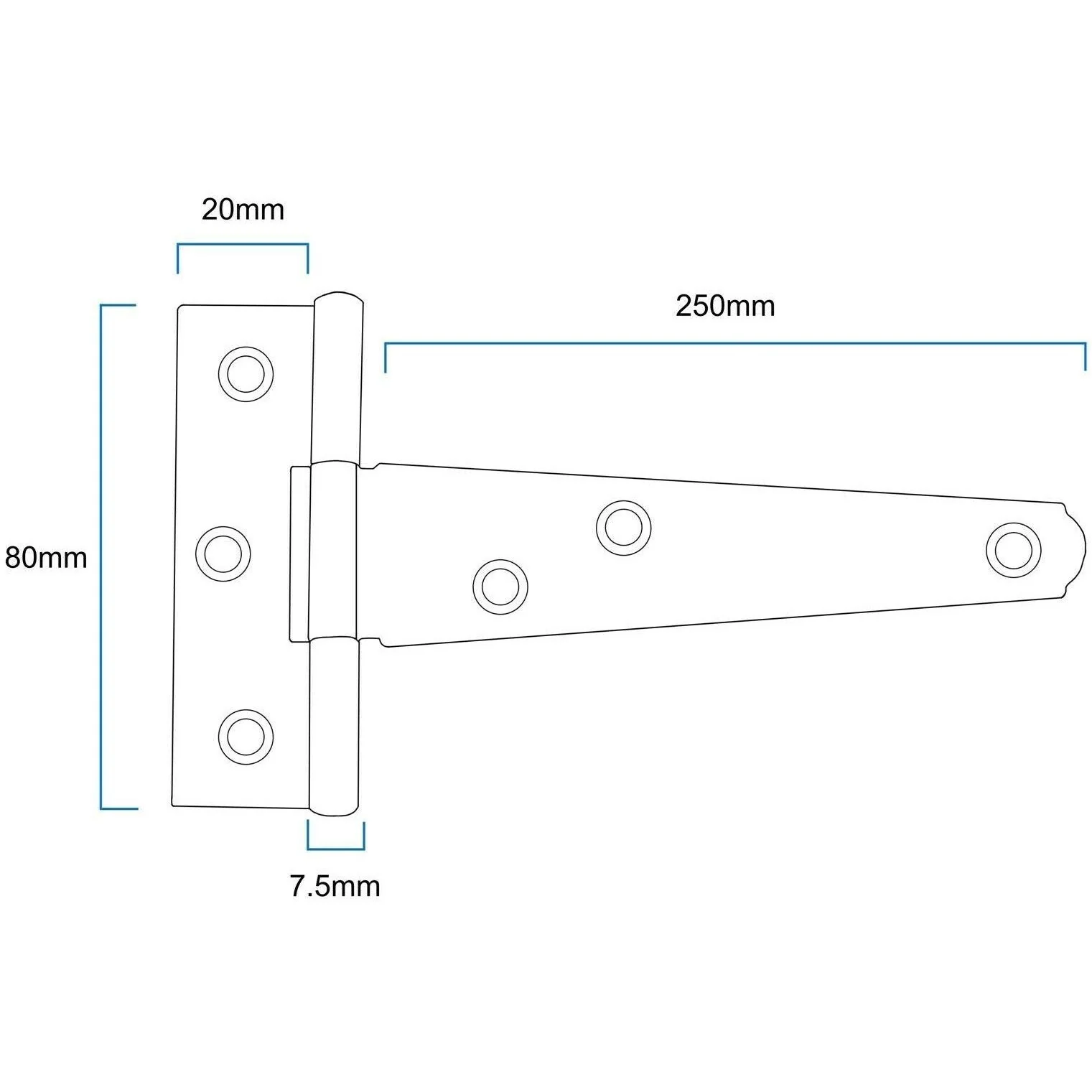 Medium Tee Door and Gate Hinge - 10 inch - Zinc Plated - Image 2