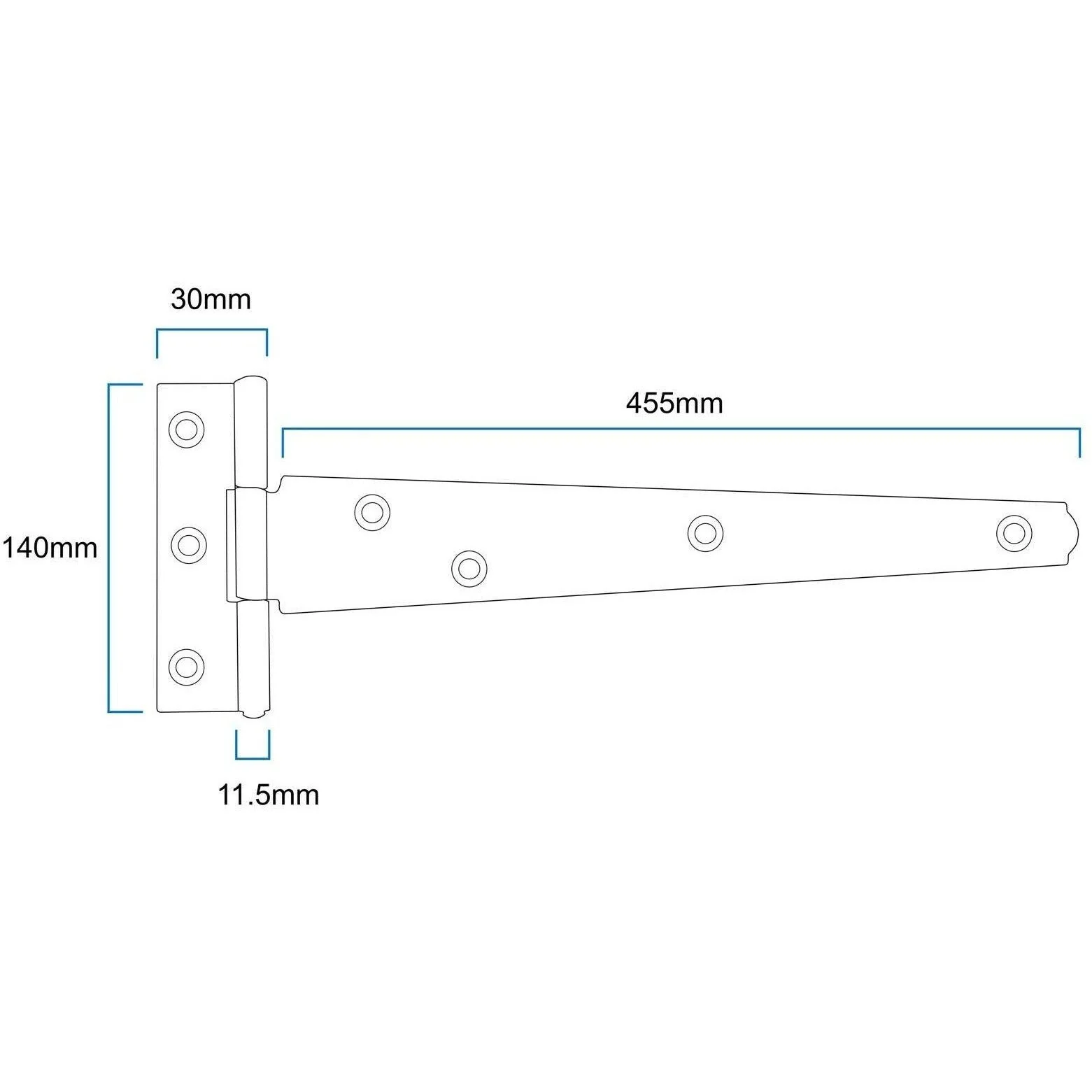 Medium Tee Door and Gate Hinge - 18 inch - Galvanised - Image 2