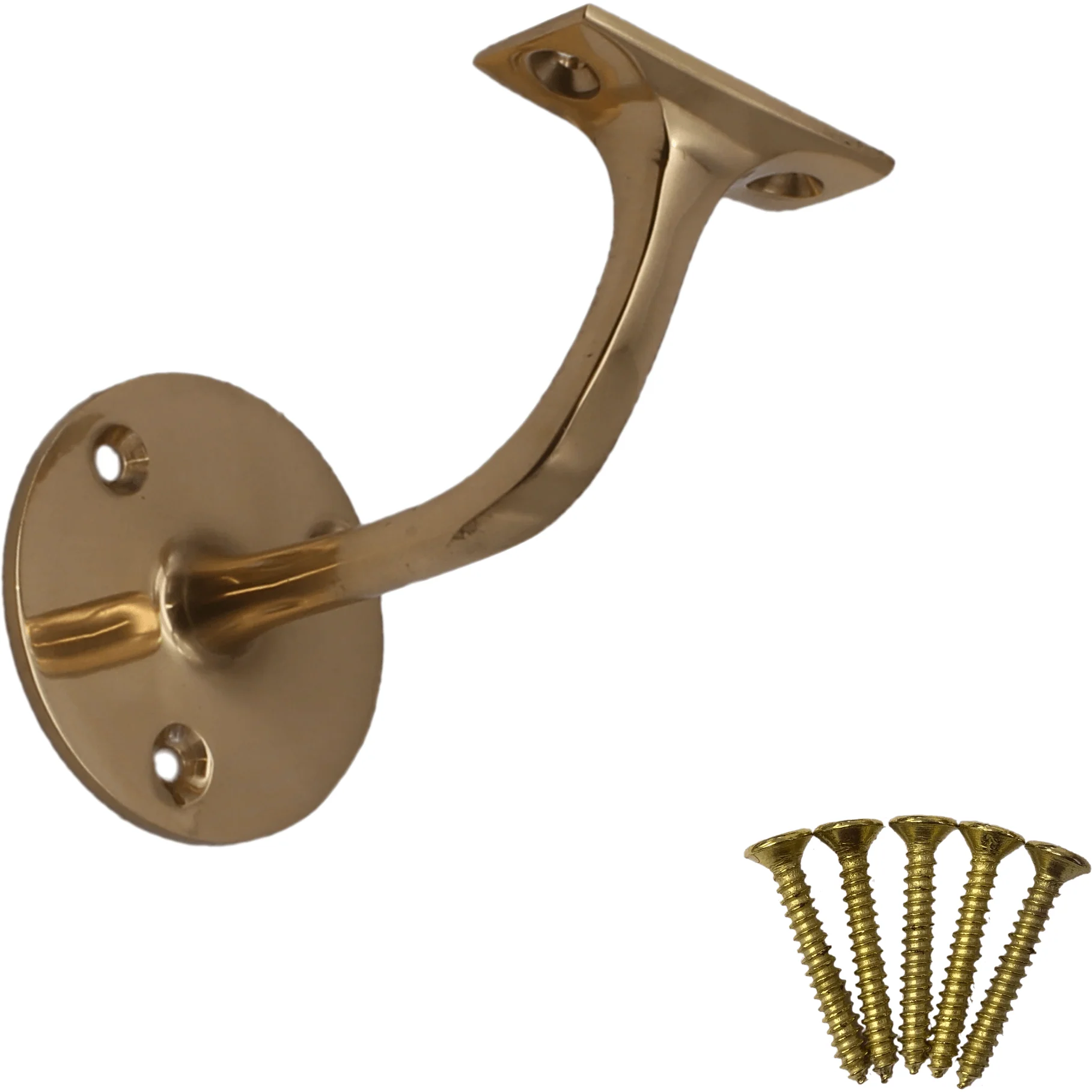 Handrail Bracket Heavy Pattern - 64mm / 2.5 Inch Projection - Brass Finish - Image 4