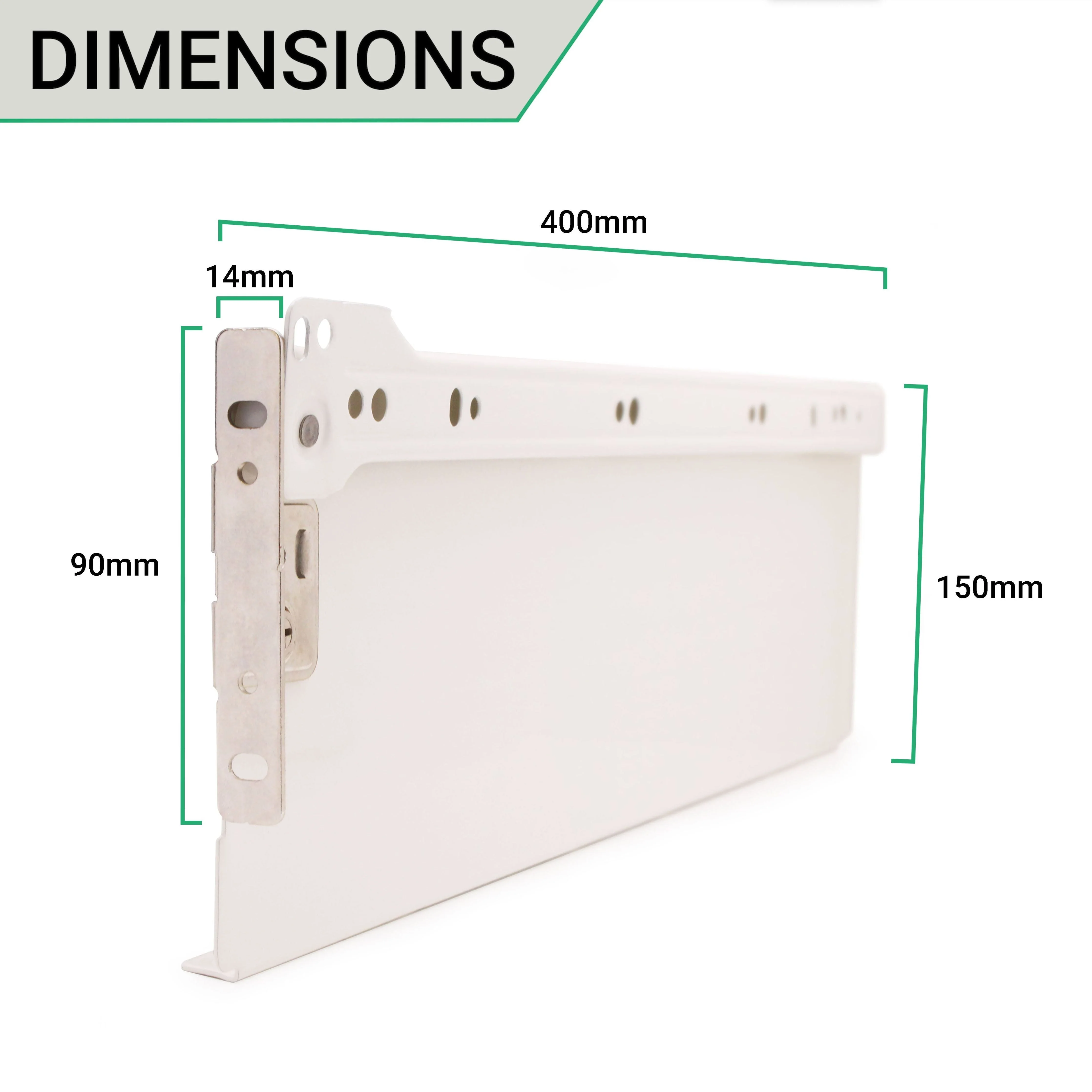 Metal Drawer Box Side Pack 30kg H150 x L400mm Ext 75% Cream - Image 4