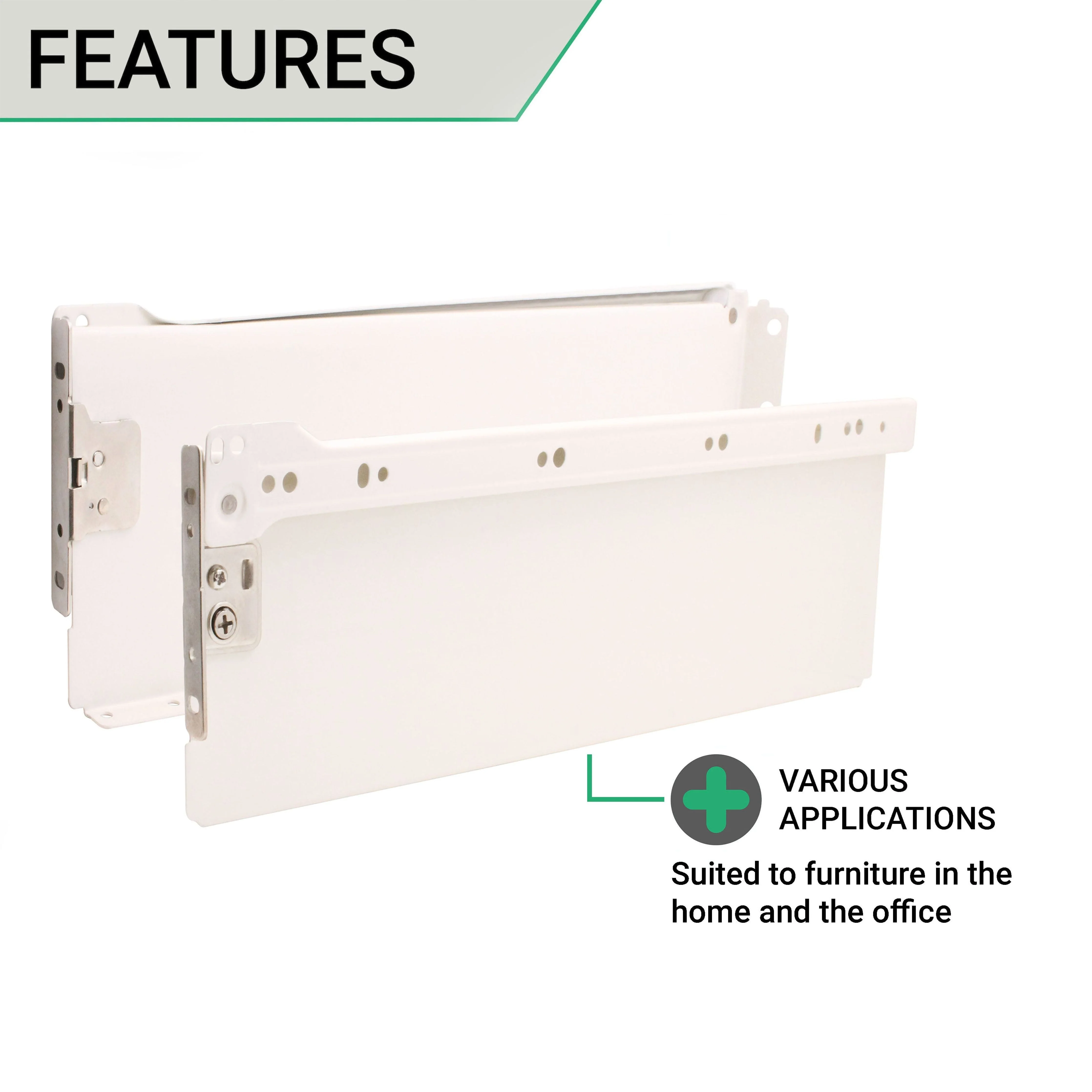 Metal Drawer Box Side Pack 30kg H85 x L450mm Ext 75% Cream - Image 3