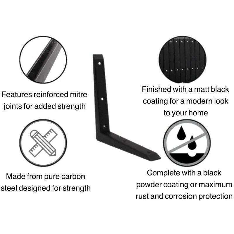 Mitre Shelf Bracket - 350 x 350mm - Black - Image 5