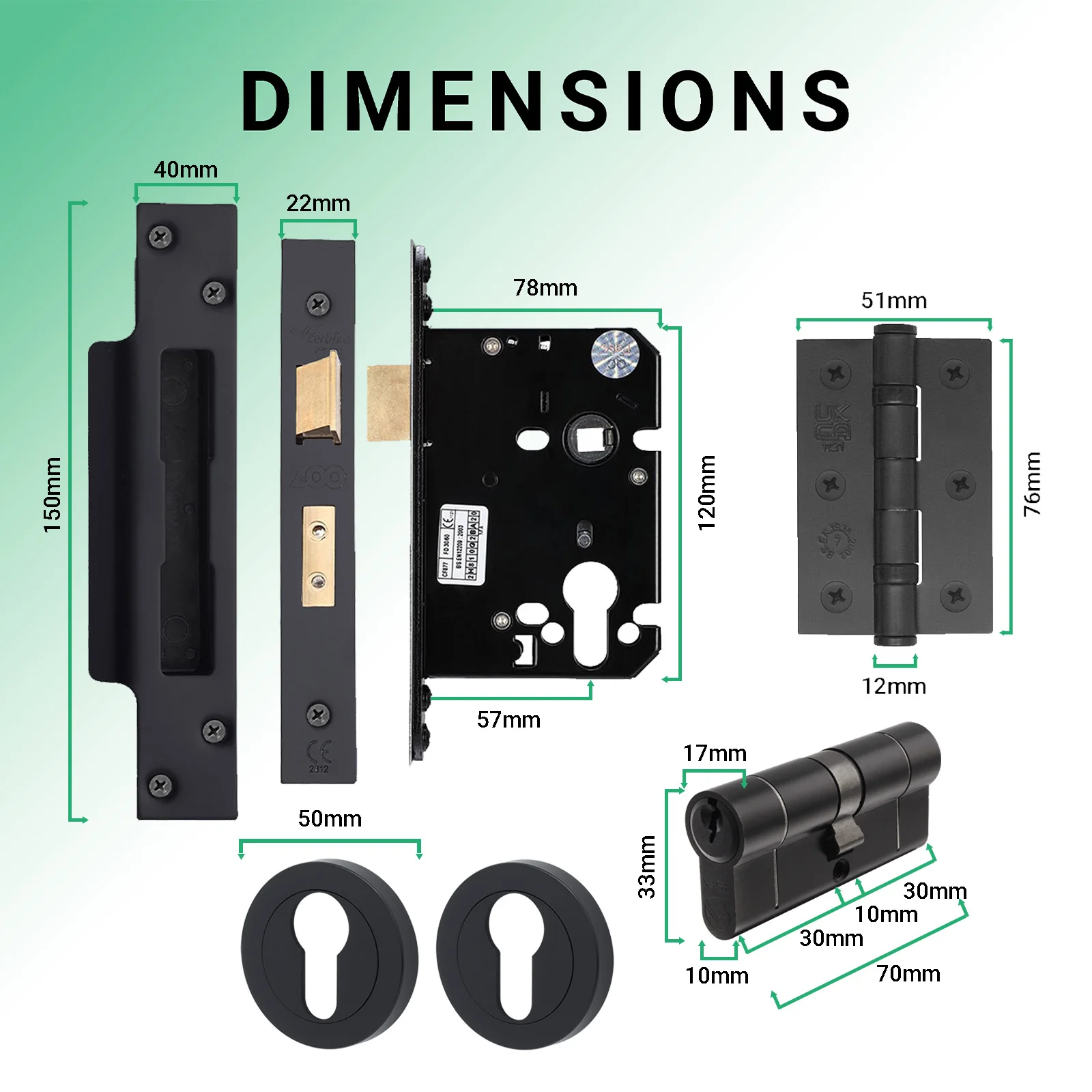 Mode-Grip Black Lever on Rose Door Handle Pack - Euro Lock & Cylinder - Image 5