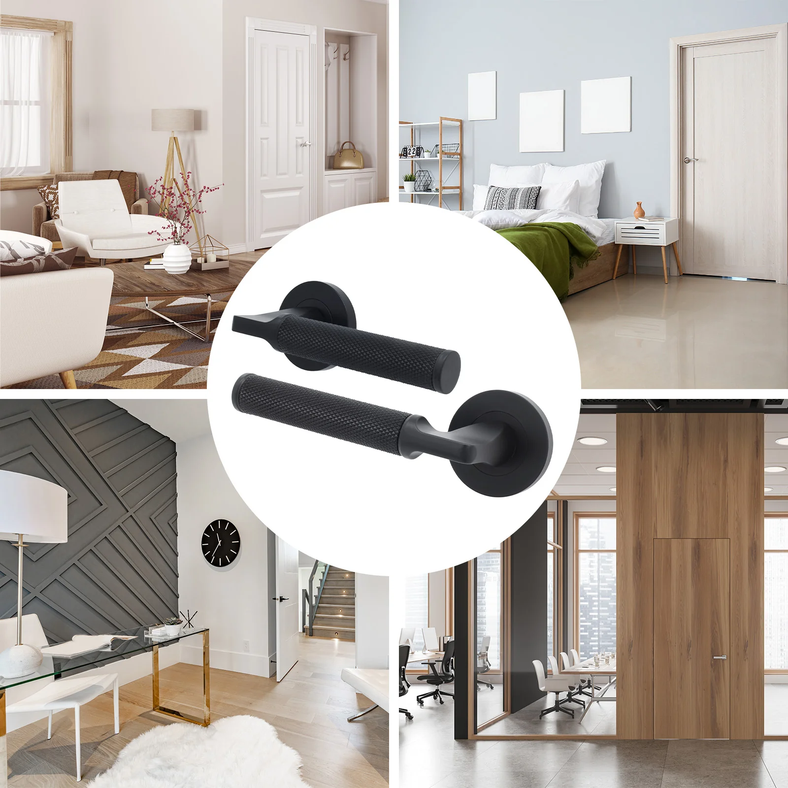 Mode-Grip Black Lever on Rose Fire Door Handle Pack - Euro Lock & Thumbturn Cylinder - FD30/60 - Keyed to Differ - Image 7