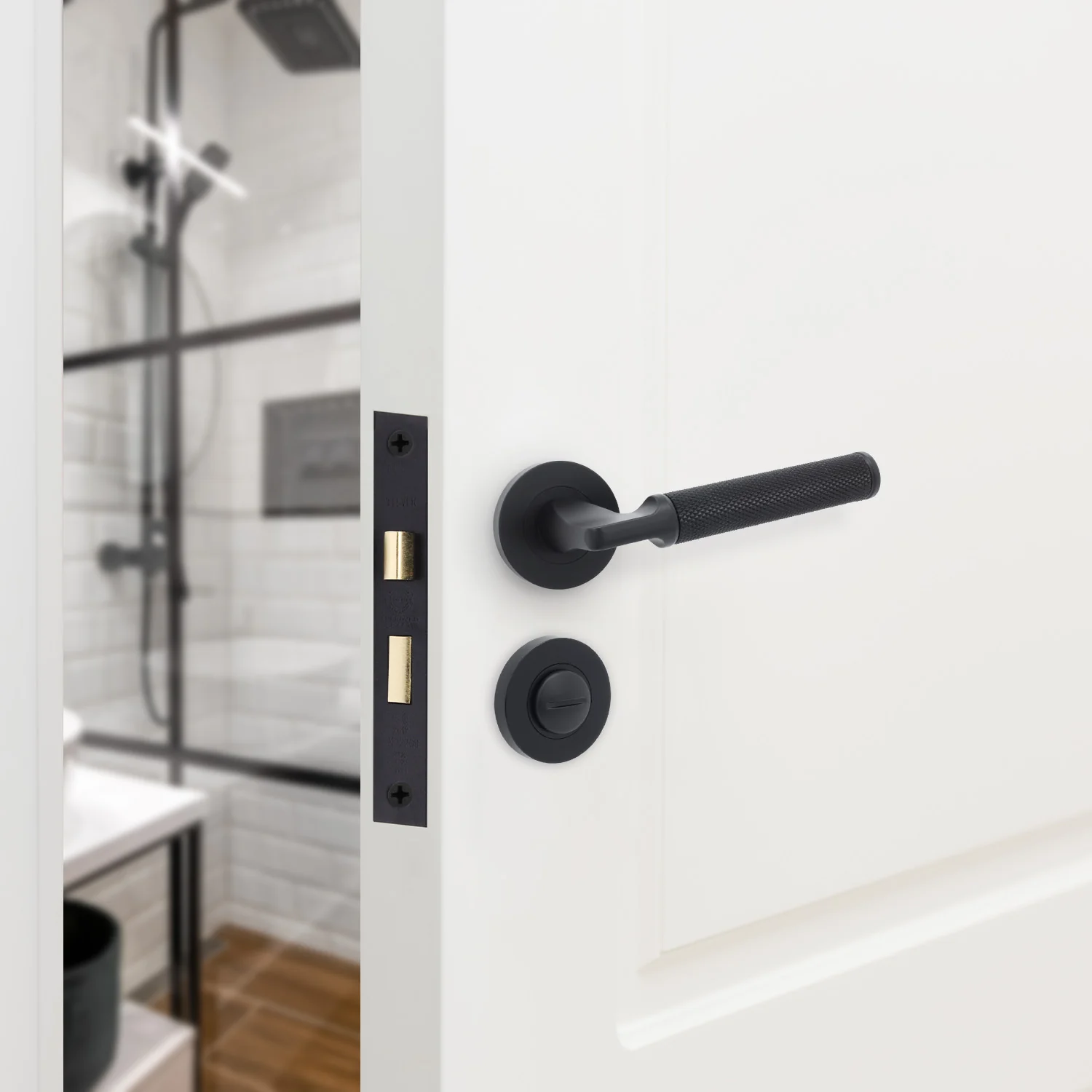 Mode-Grip Black Lever on Rose Fire Door Handle Pack - Bathroom - FD30/60 - Image 6