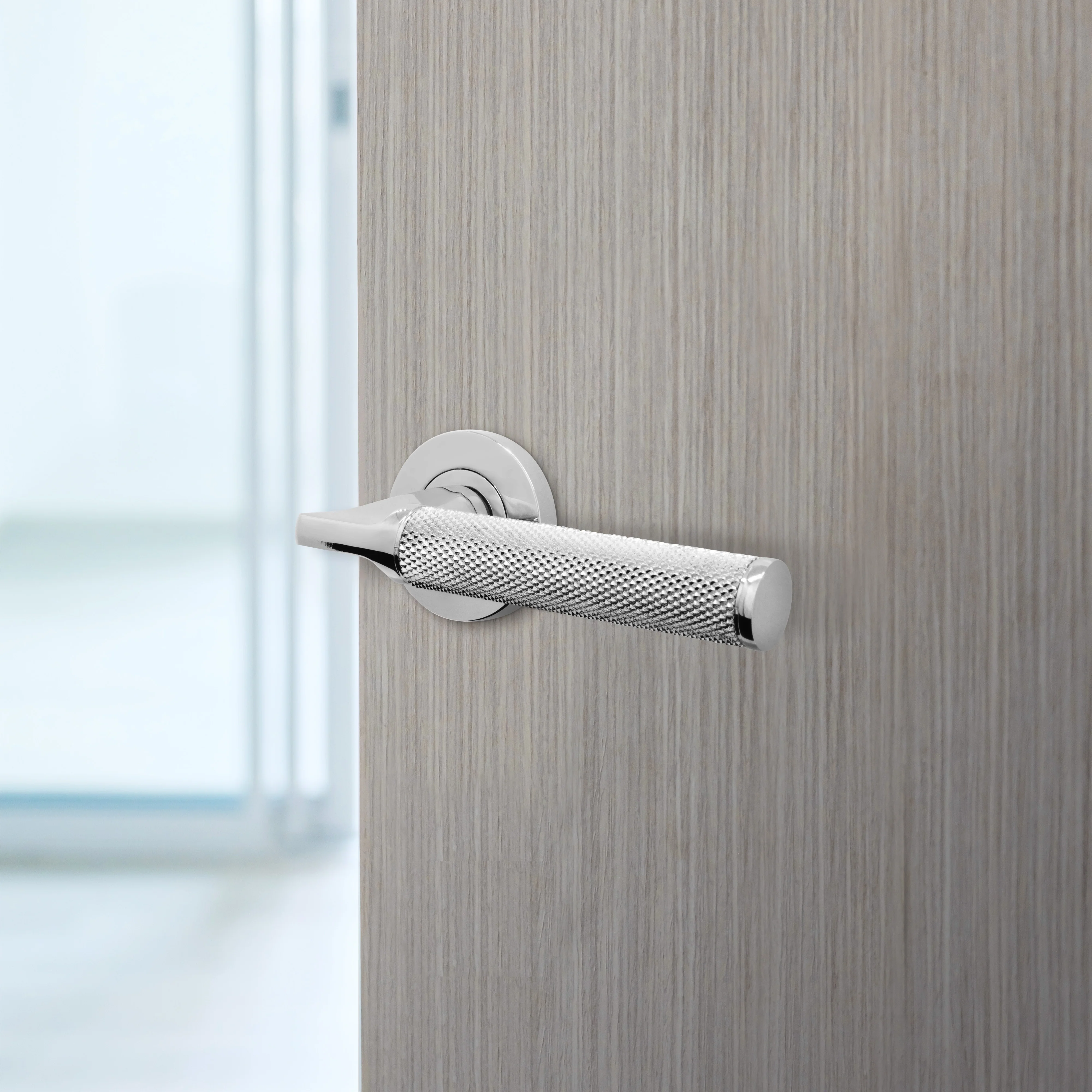 Mode-Grip Fire Door Handle on Rose - Polished Chrome - FD30/60 - Image 5
