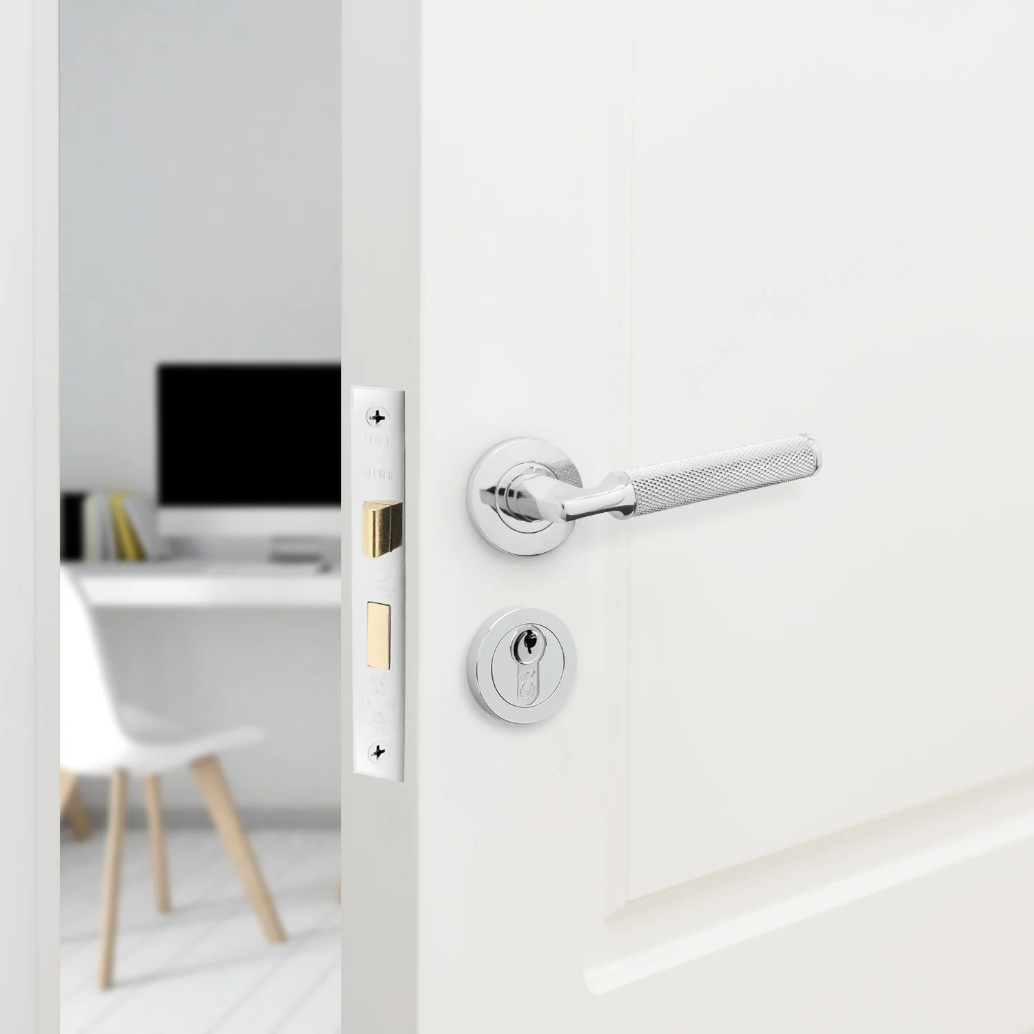 Mode-Grip Polished Chrome Lever on Rose Door Handle Pack - Euro Lock & Thumbturn Cylinder - Image 6