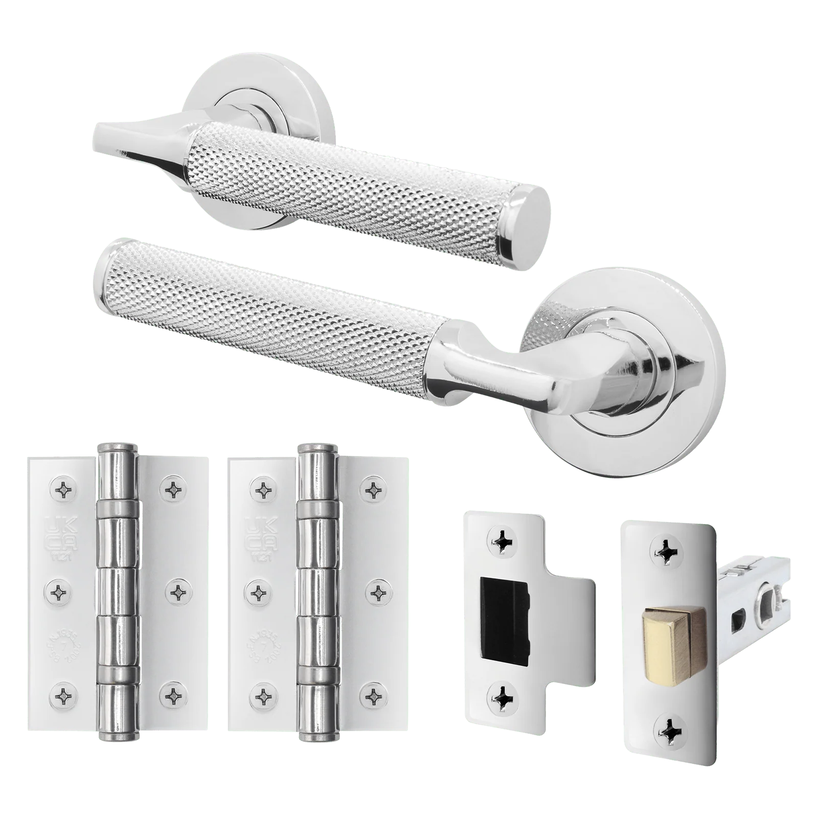 Mode-Grip Polished Chrome Lever on Rose Door Handle Pack - Latch