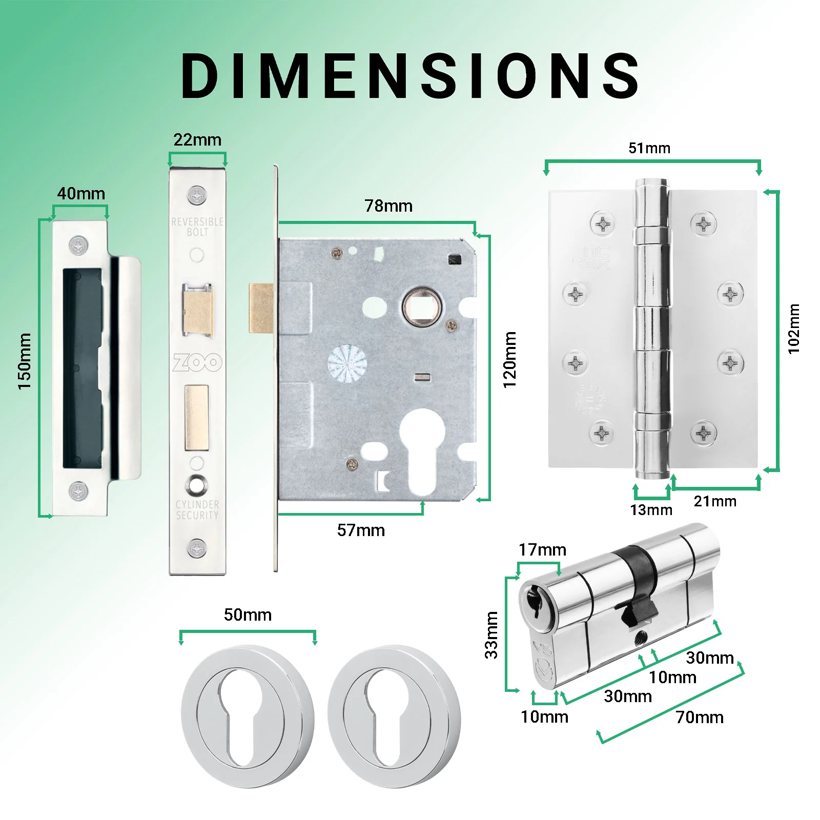 Mode-Grip Polished Chrome Lever on Rose Fire Door Handle Pack - Euro Lock & Cylinder - FD30/60 - Image 5