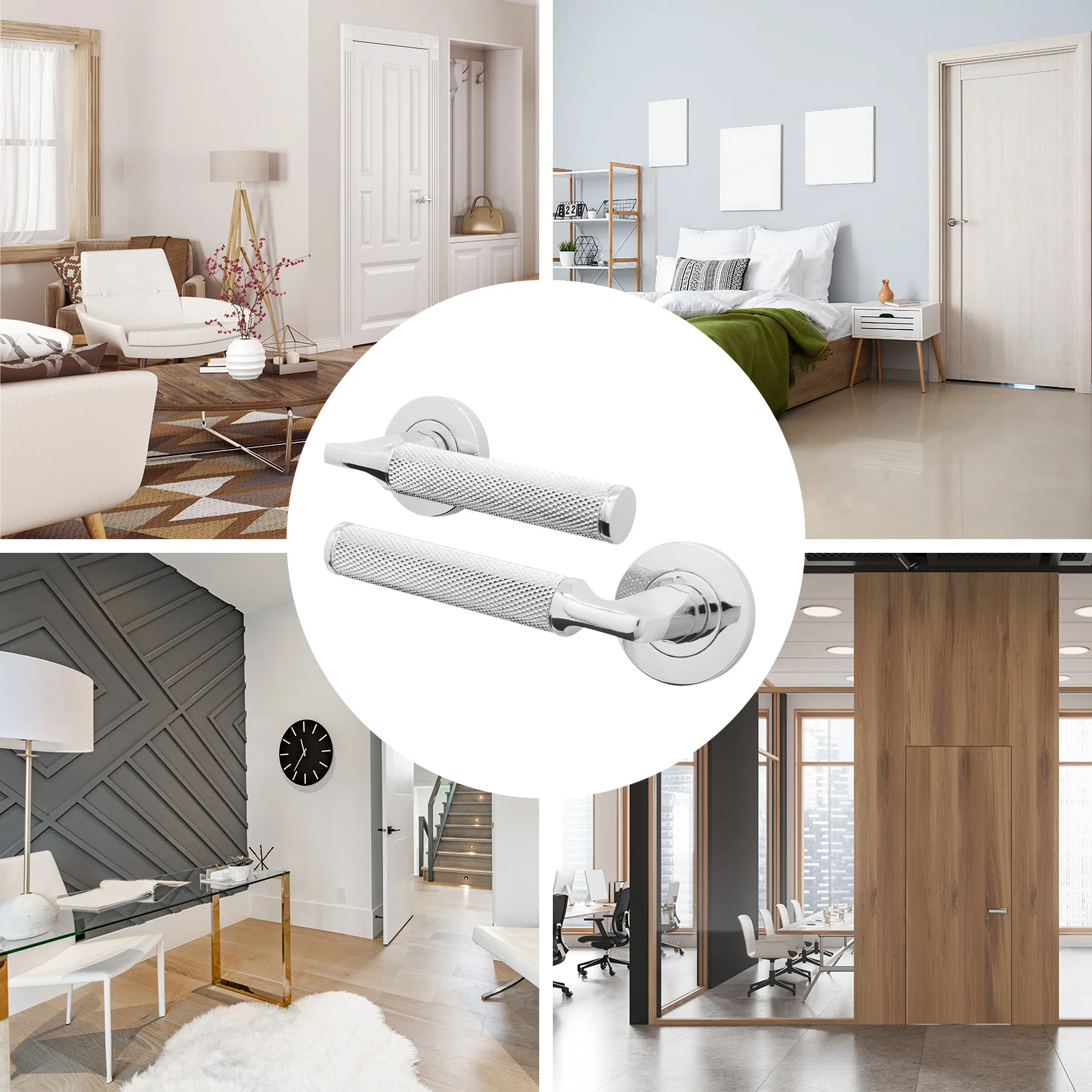 Mode-Grip Polished Chrome Lever on Rose Fire Door Handle Pack - Bathroom - FD30/60 - Image 7