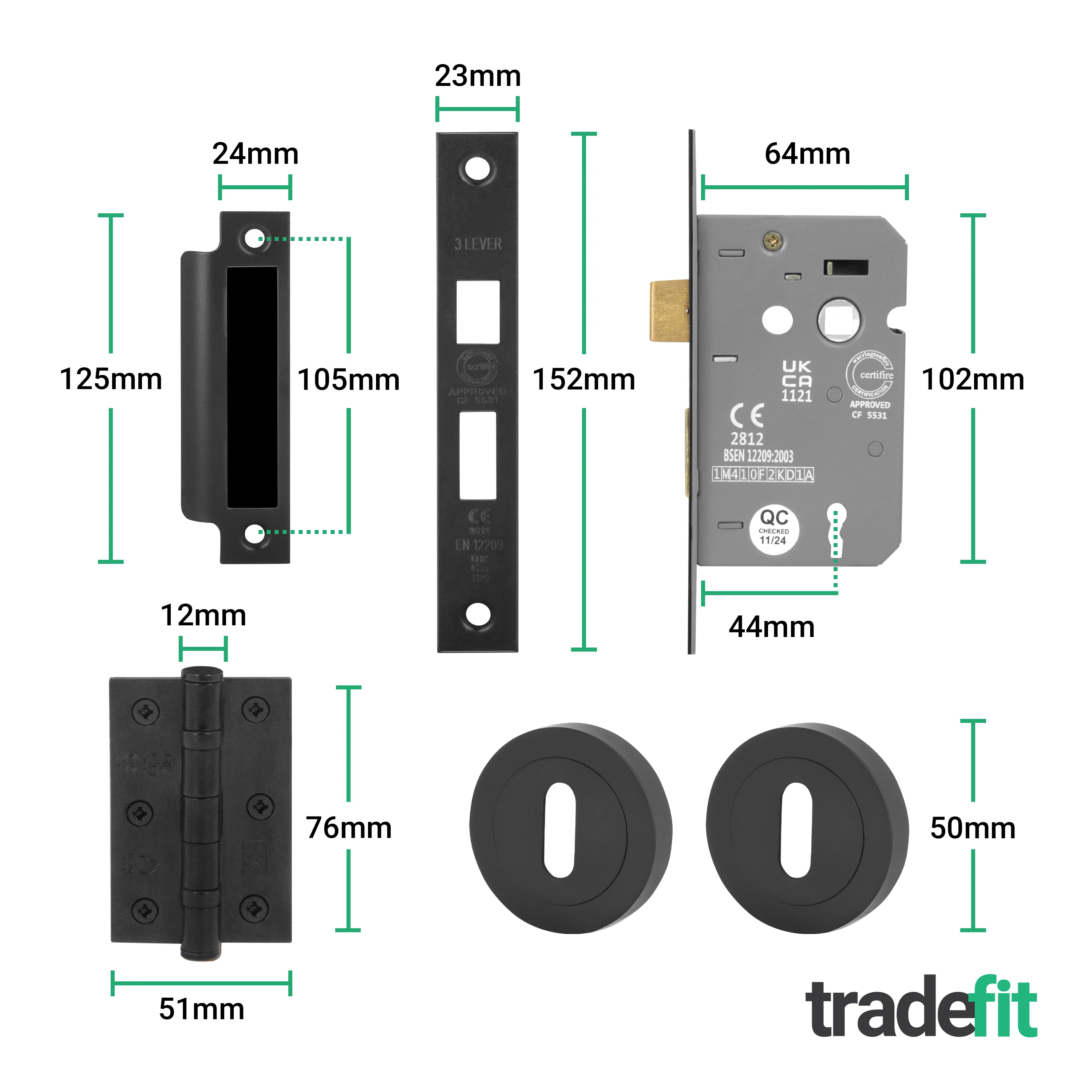 Moreno Matt Black Lever on Rose Door Handle Kit - Sashlock - Image 5