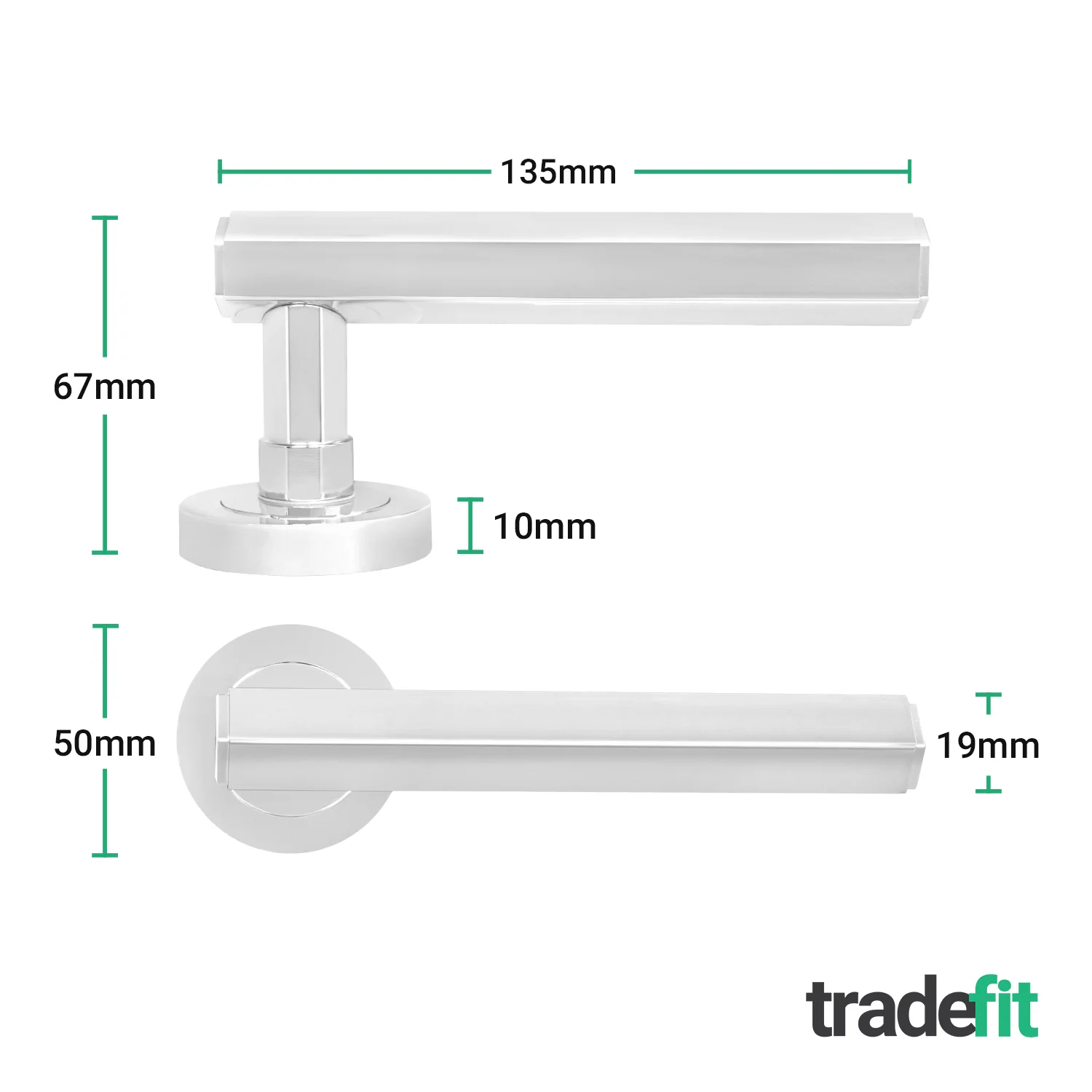 Moreno Polished Chrome Lever on Rose Door Handle Kit - Medium Duty FD30/60 - 76mm Latch - Image 4