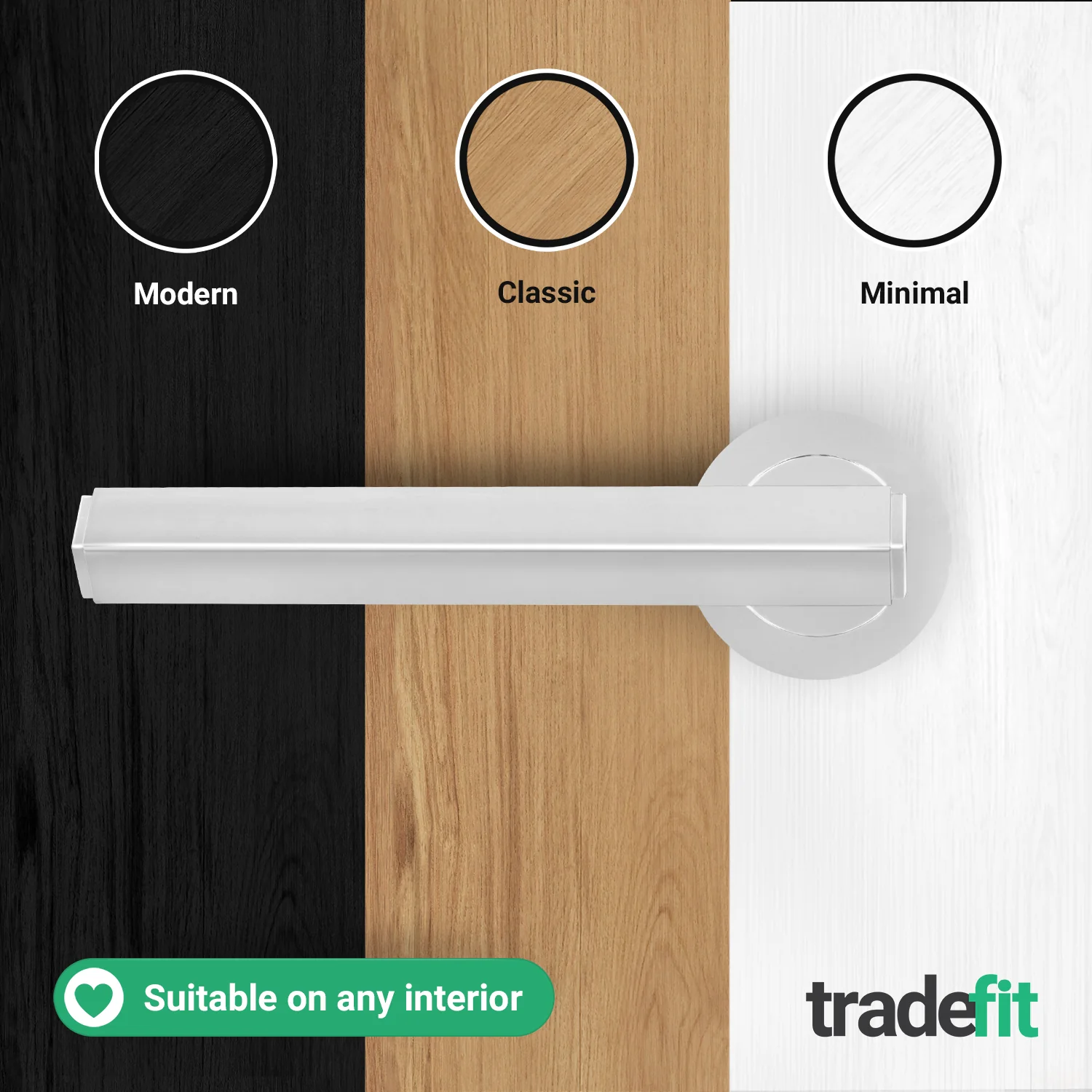 Moreno Polished Chrome Lever on Rose Door Handle Kit - Medium Duty FD30/60 - 80mm Bathroom Lock - Image 7