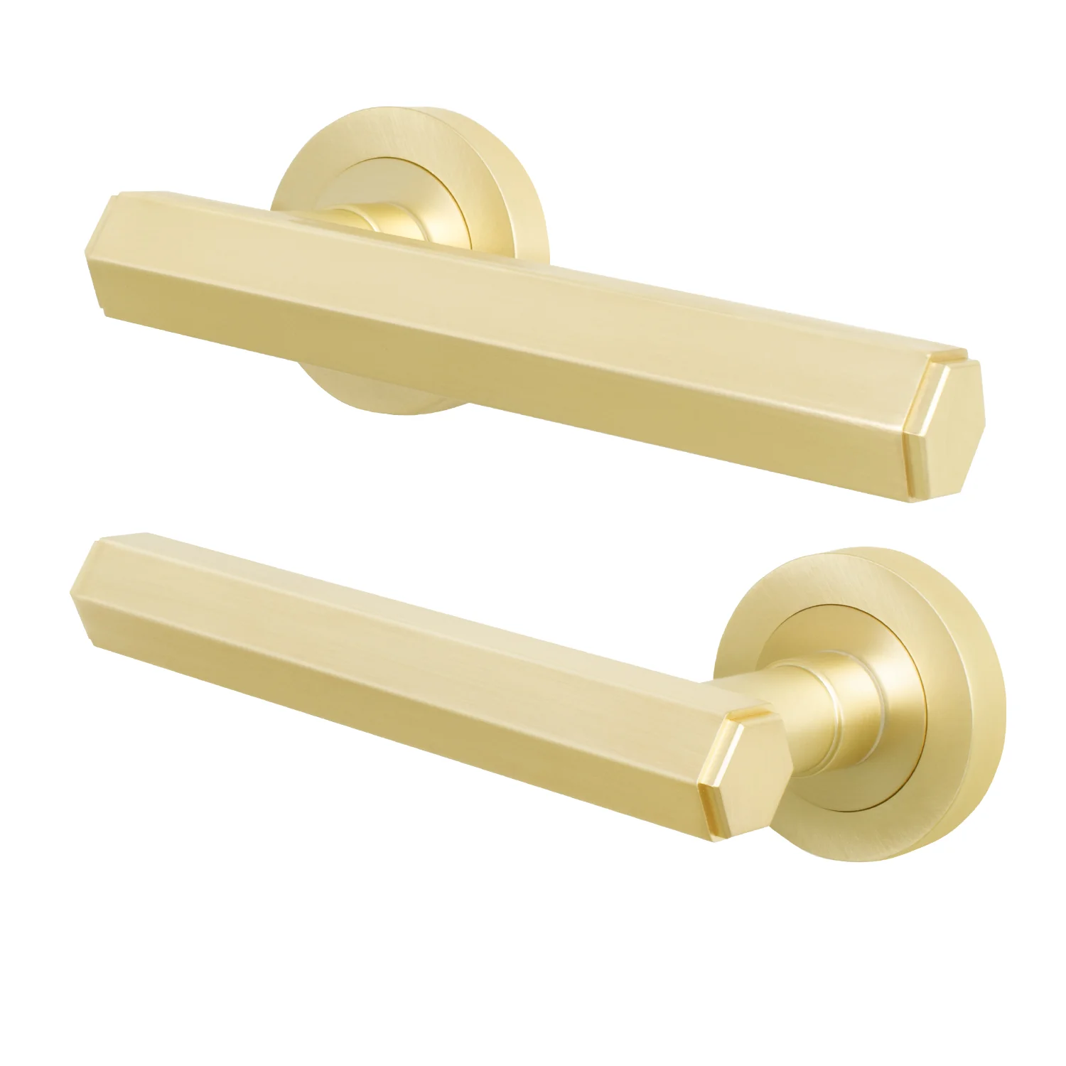 Moreno Satin Brass Lever on Rose Door Handles - Heavy Duty - FD30/60 Rated