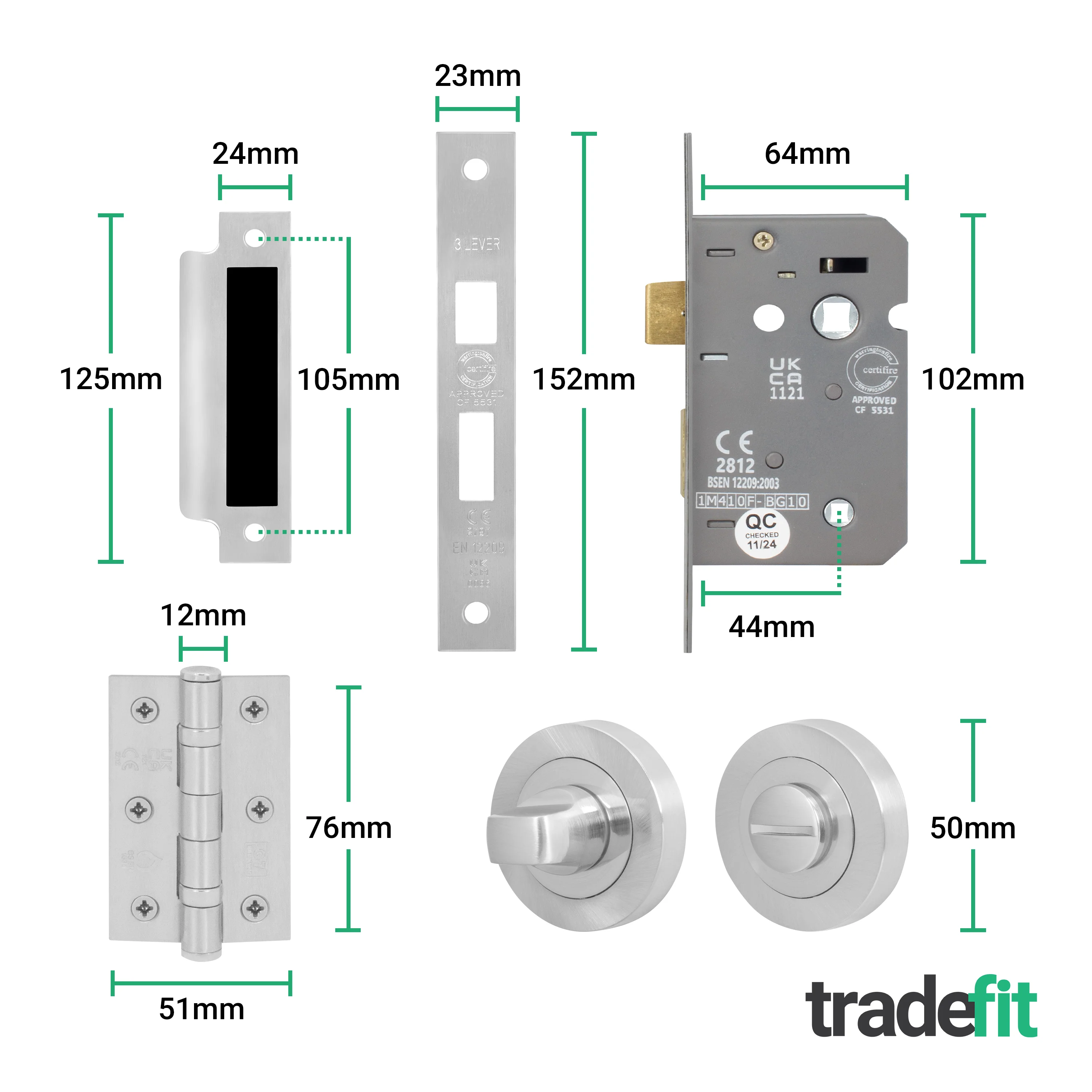 Moreno Satin Nickel Lever on Rose Door Handle Kit - Medium Duty FD30/60 - 80mm Bathroom Lock - Image 5