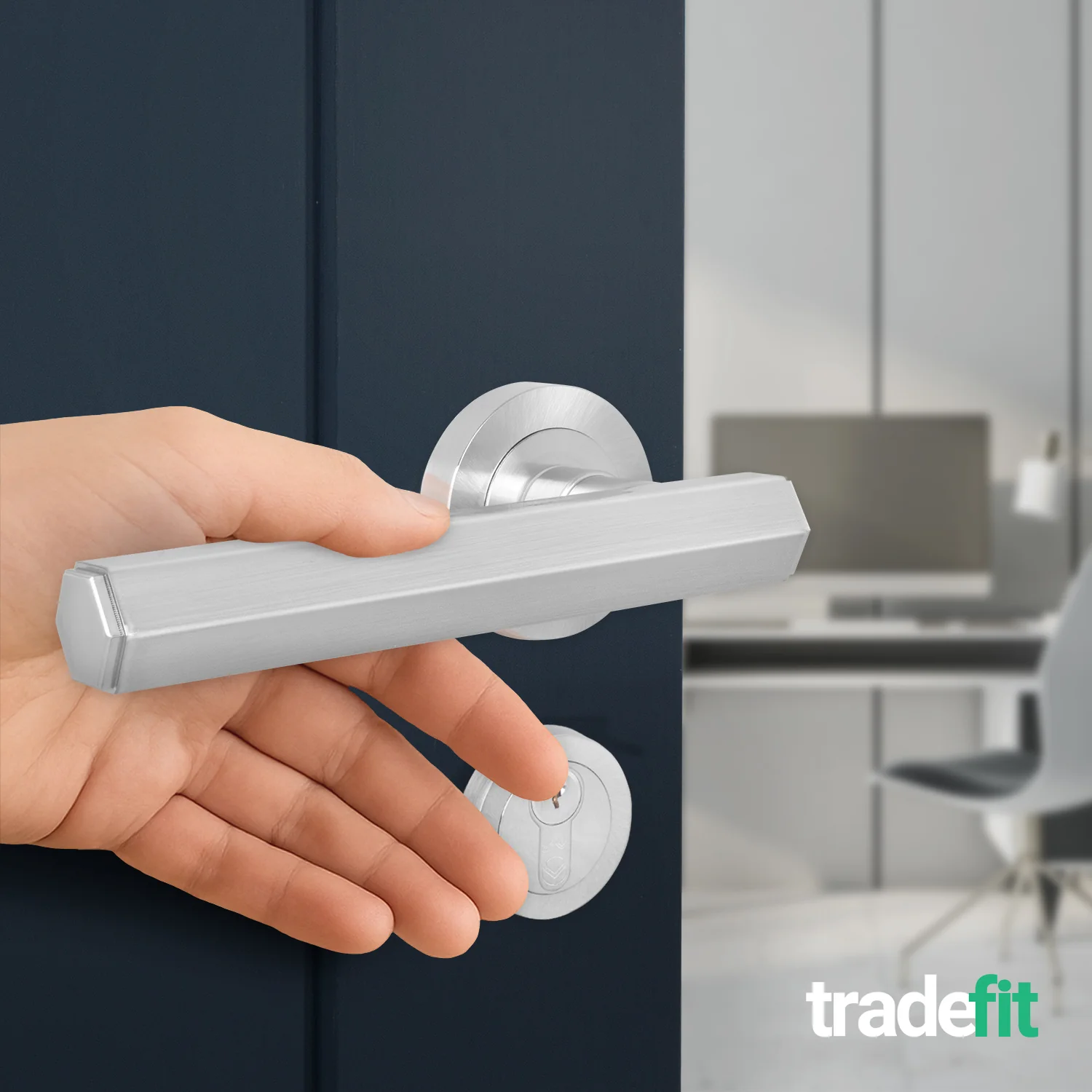 Moreno Satin Nickel Lever on Rose Door Handle Kit - Medium Duty FD30/60 - 80mm Euro Sashlock and Double Cylinder - Keyed Alike - Image 7