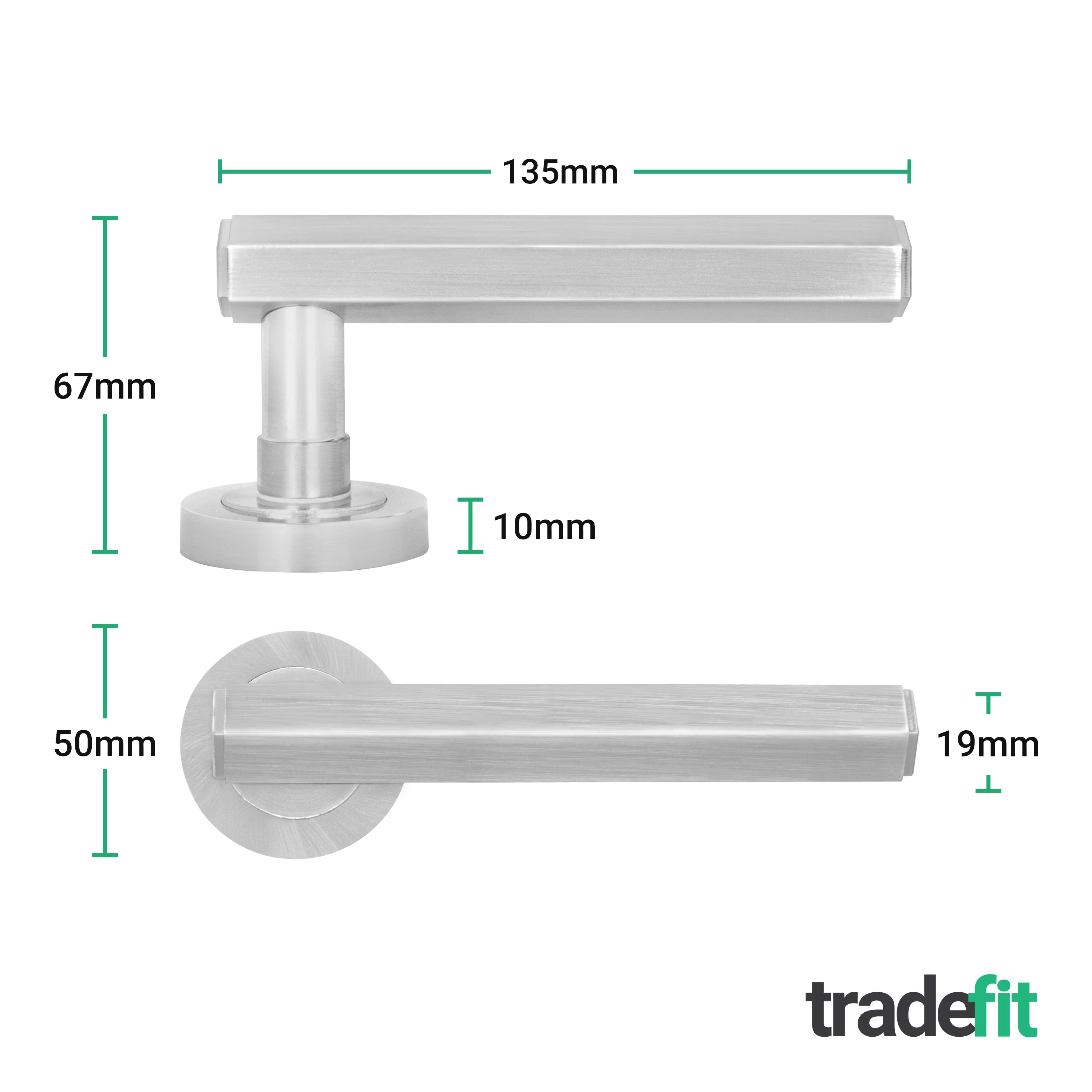 Moreno Satin Nickel Lever on Rose Door Handle Kit - Medium Duty FD30/60 - 80mm Euro Sashlock and Thumbturn Cylinder - Keyed Alike - Image 5