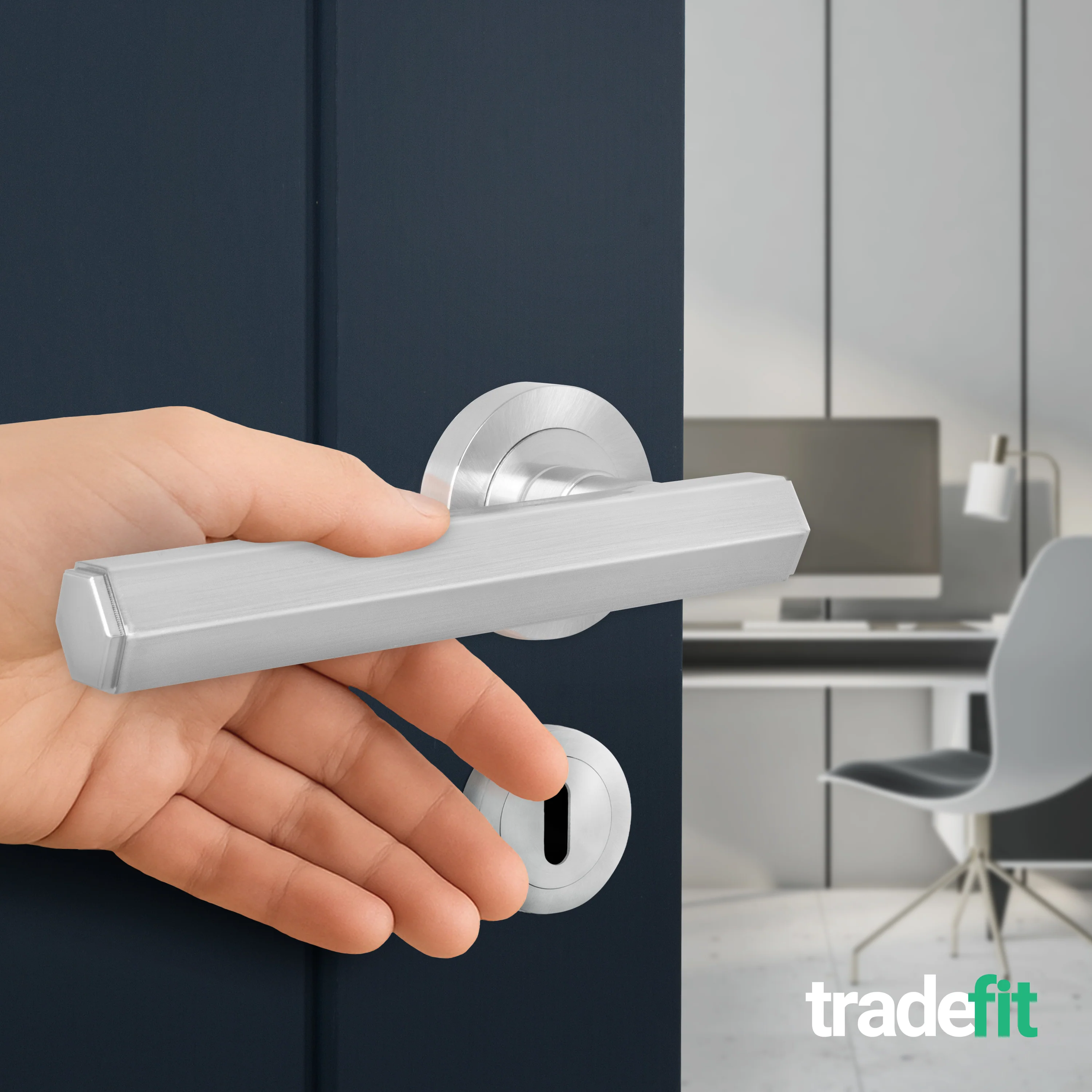 Moreno Satin Nickel Lever on Rose Door Handle Kit - Medium Duty FD30/60 - 80mm Sashlock - Image 6
