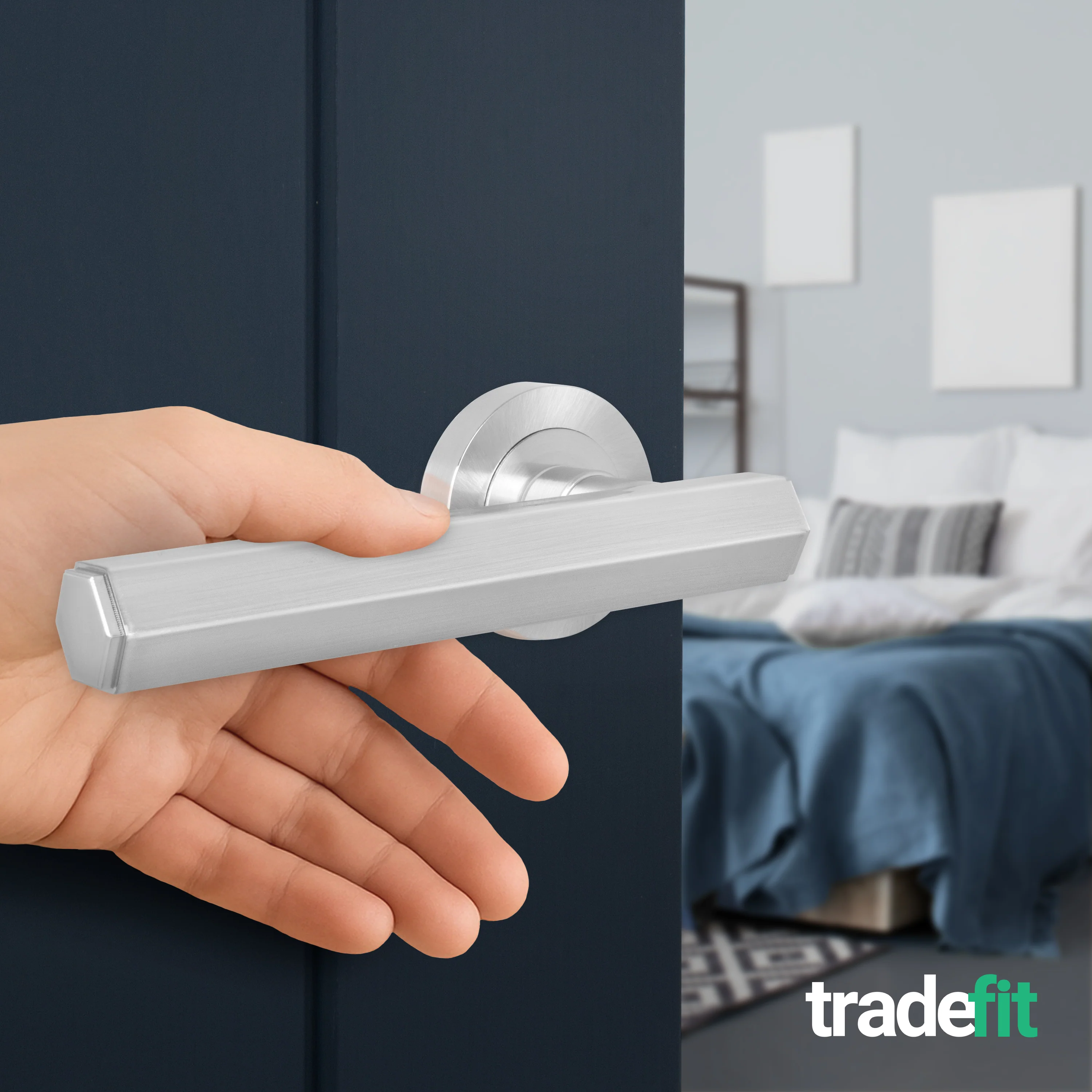 Moreno Satin Nickel Lever on Rose Door Handles - Heavy Duty - FD30/60 Rated - Image 5